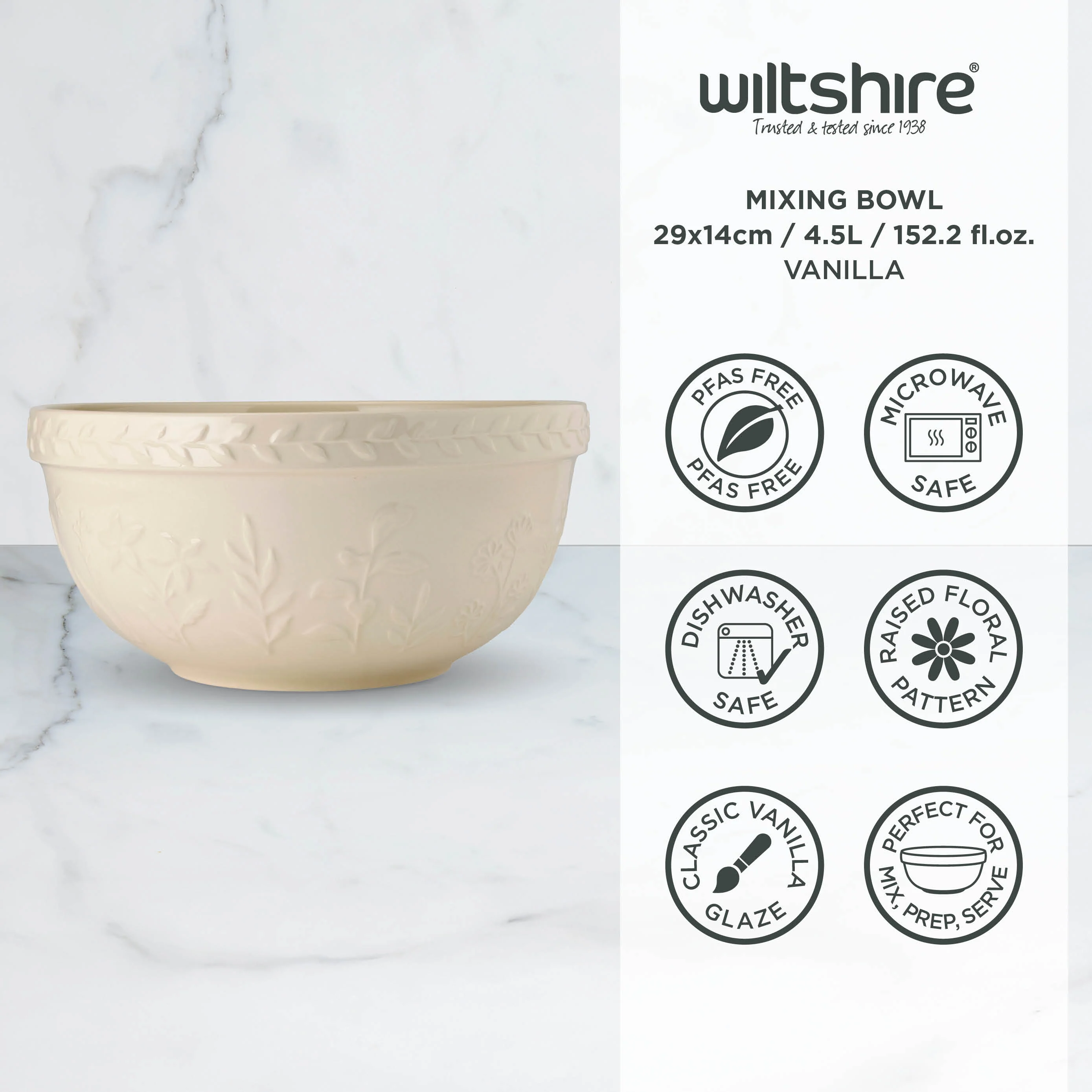 Mixing Bowl 29 x 14cm 4.5L Vanilla - Image 4