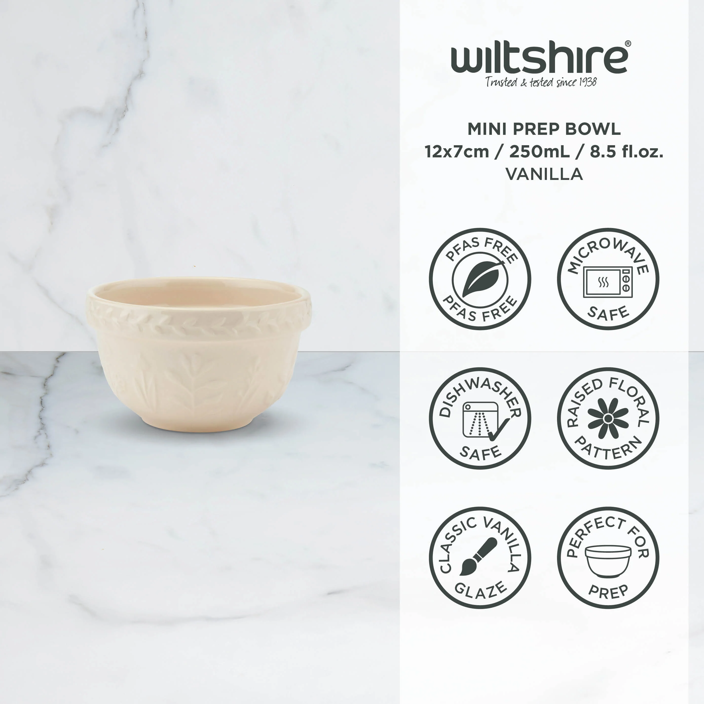 Mini Prep Bowl 12 x 7cm 250ml Vanilla - Image 4