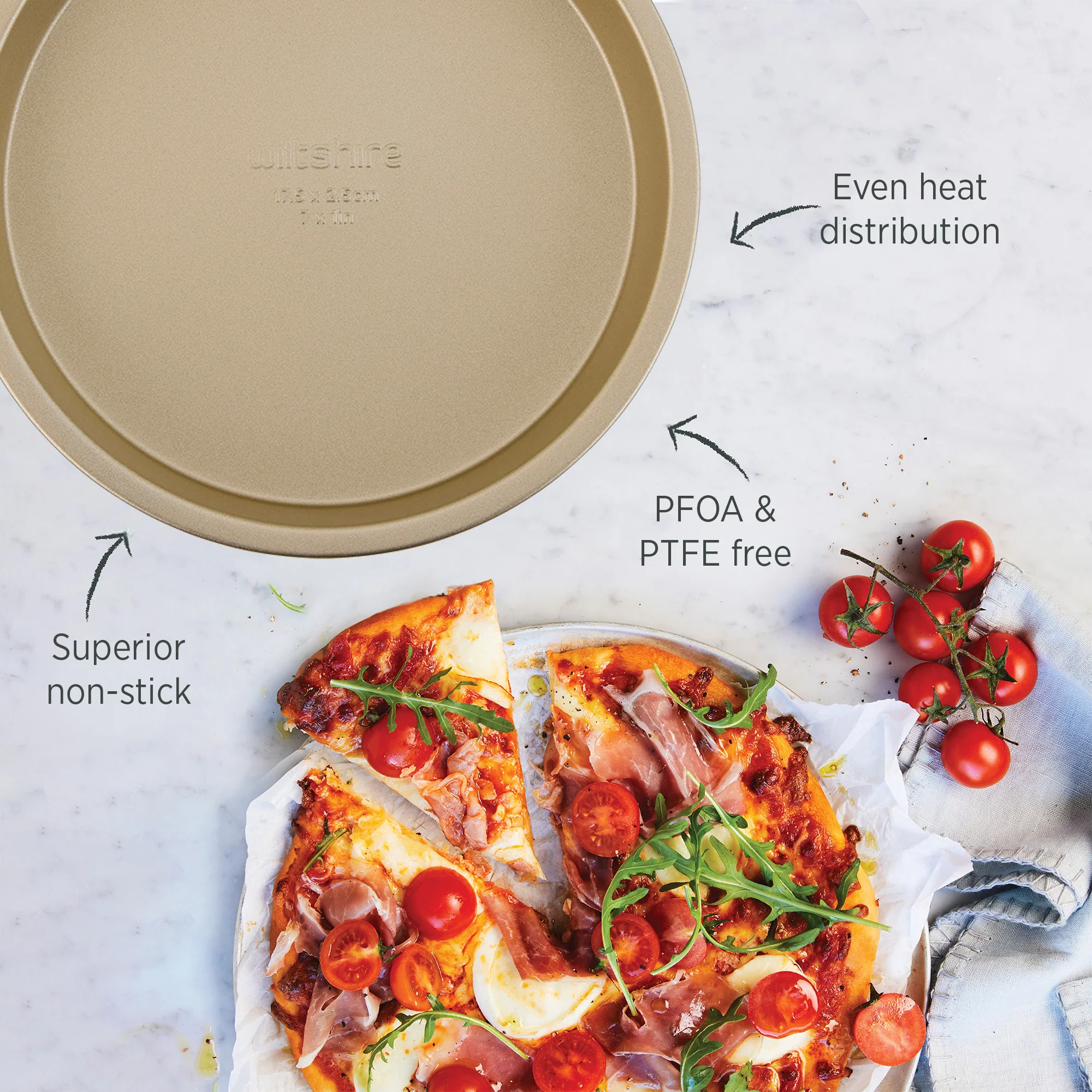 Champagne Gold Mini Pizza Pan 17.5cm - Airfryer or Oven - Image 3