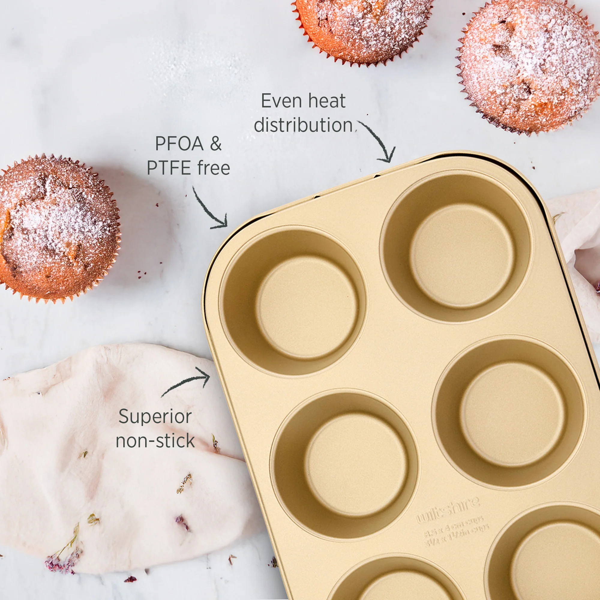Champagne Gold Texas Muffin Pan 6 Cup - Image 3