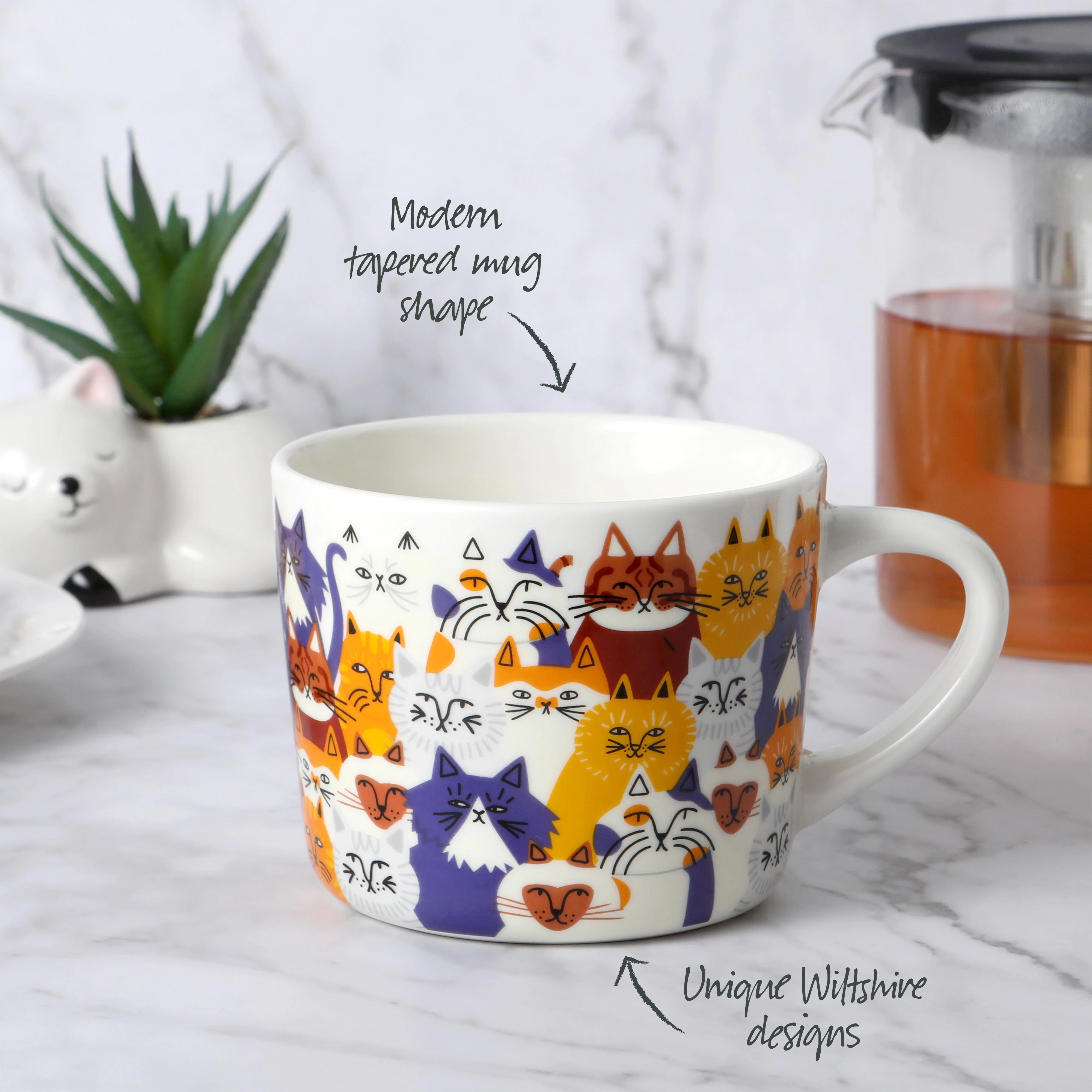 'Clowder Of Cats' Printed Mug 400ml - Image 4