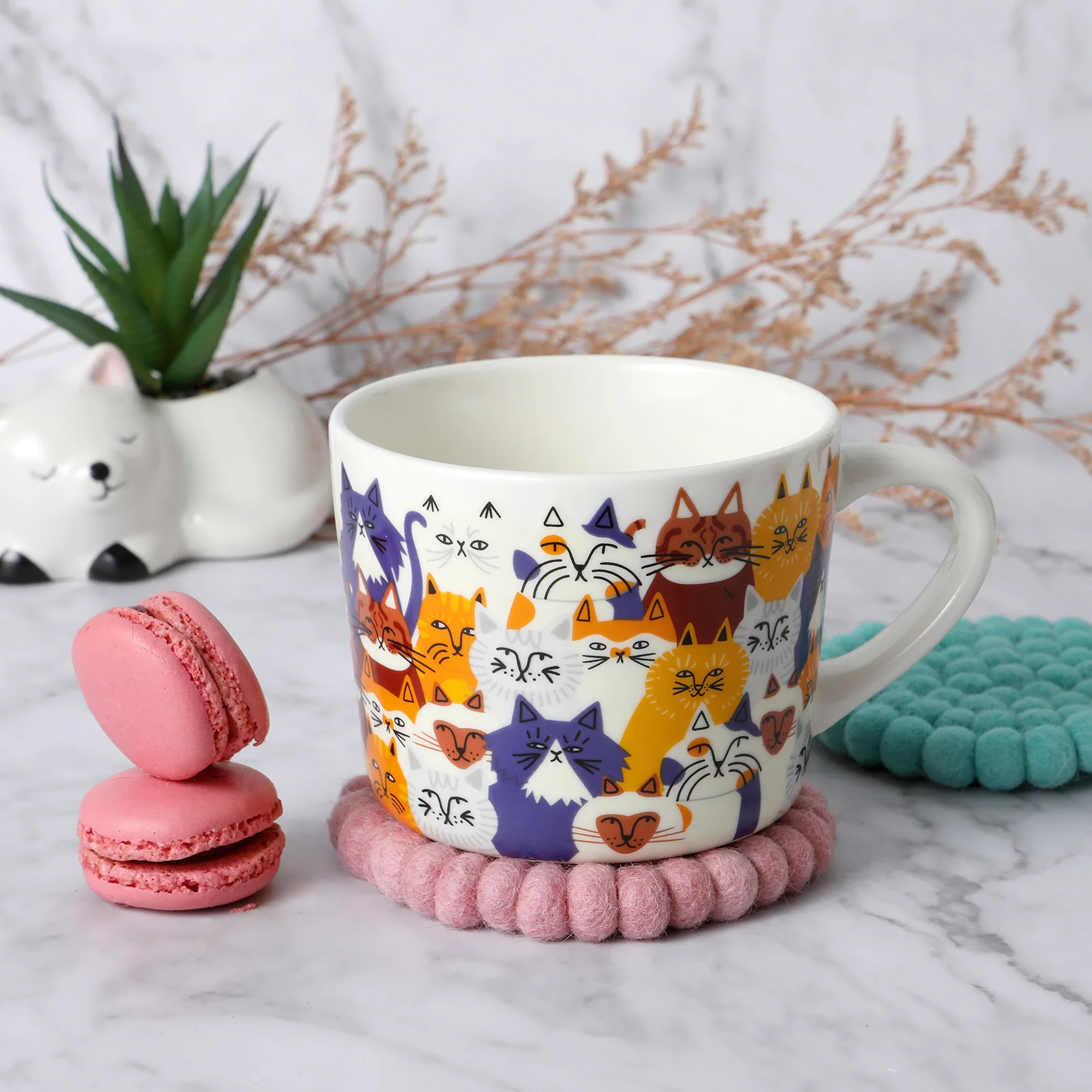 'Clowder Of Cats' Printed Mug 400ml - Image 8