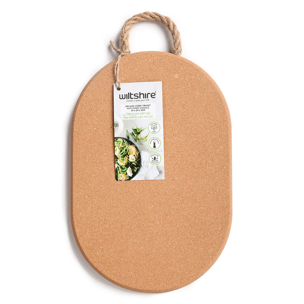 Deluxe Cork Trivet with Rope Handle Oval 30 x 20 x 2cm - Image 5