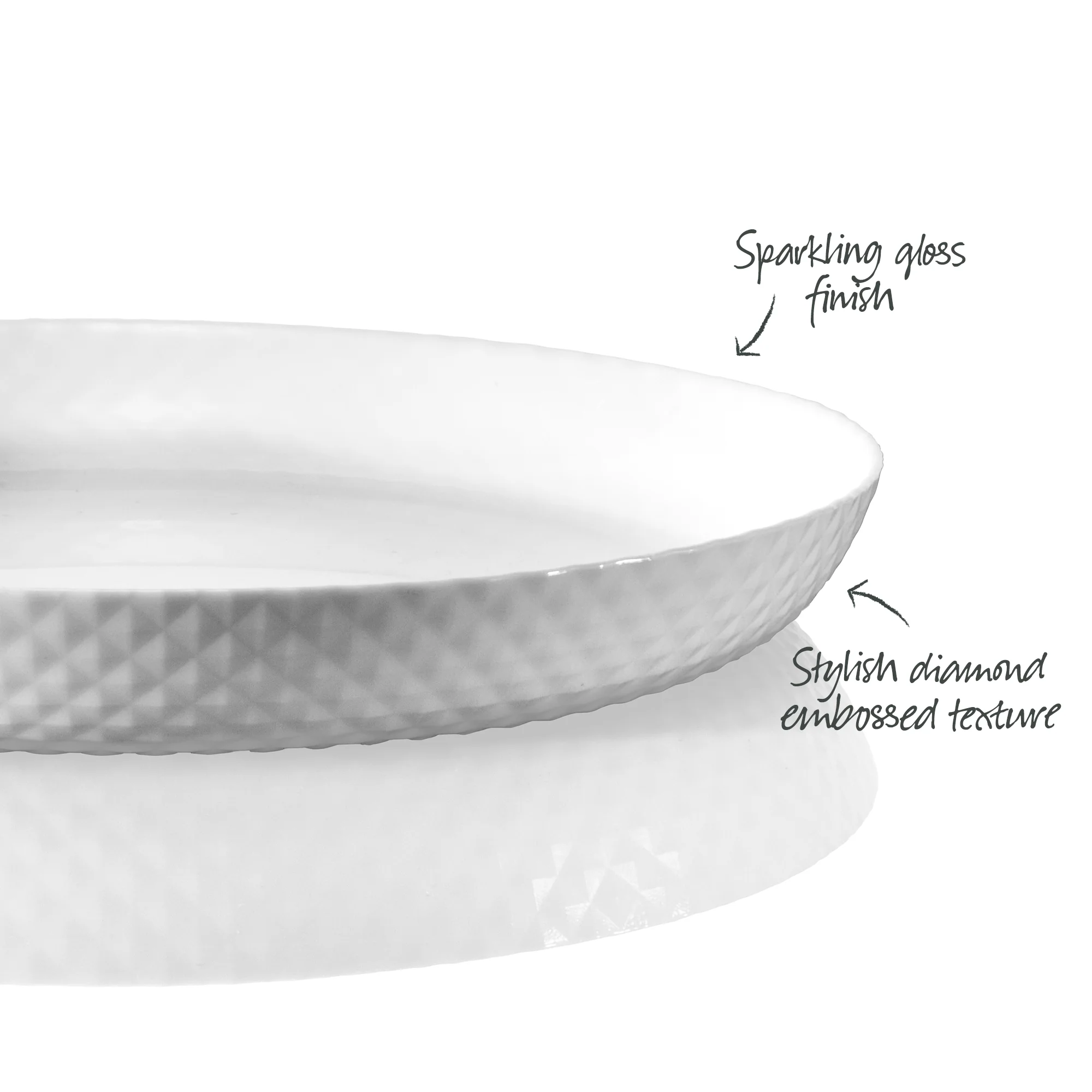 Diamond White Dinner Plate 25cm x 2.9cm - Image 3