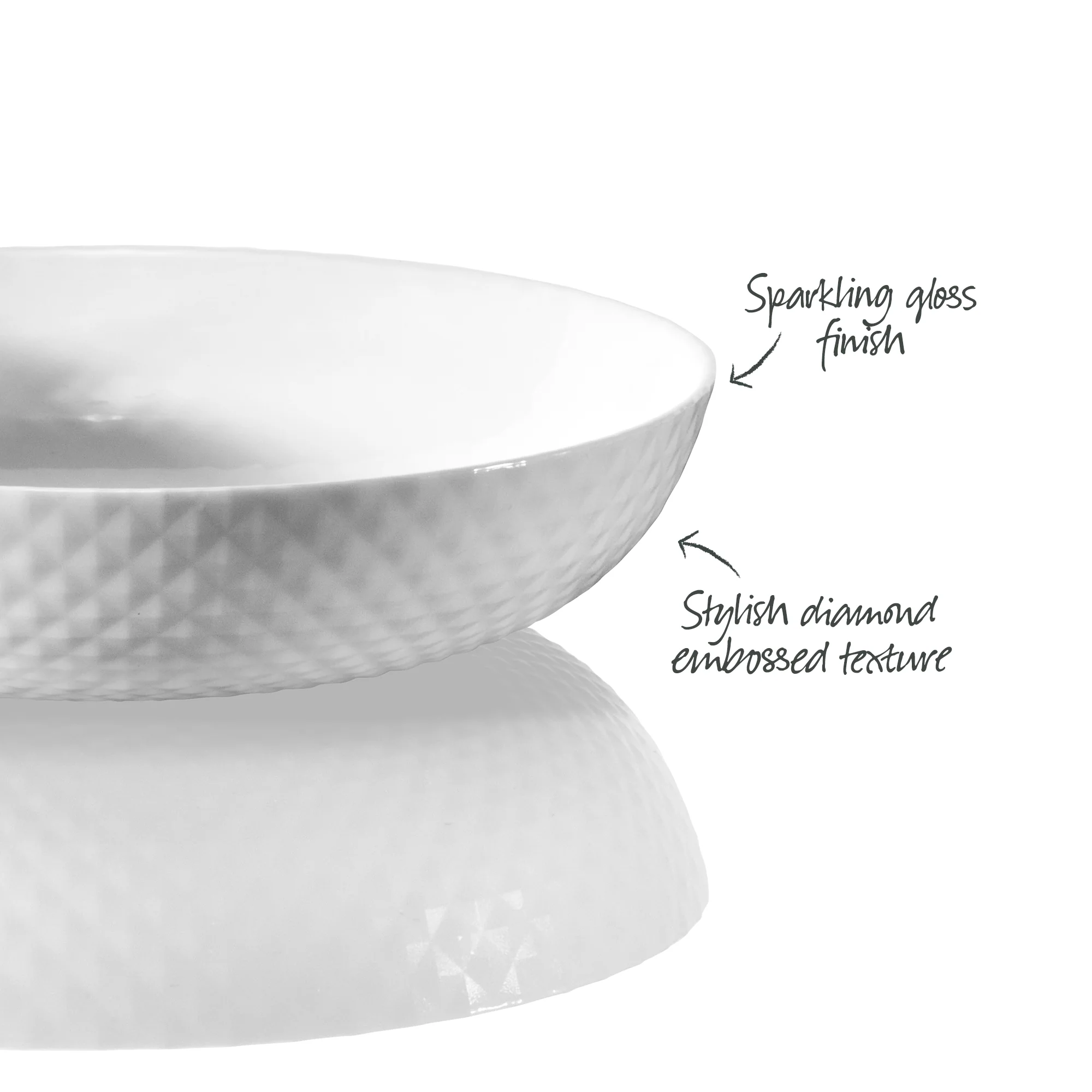 Diamond White Flat Bowl 20cm x 4.4cm - Image 4