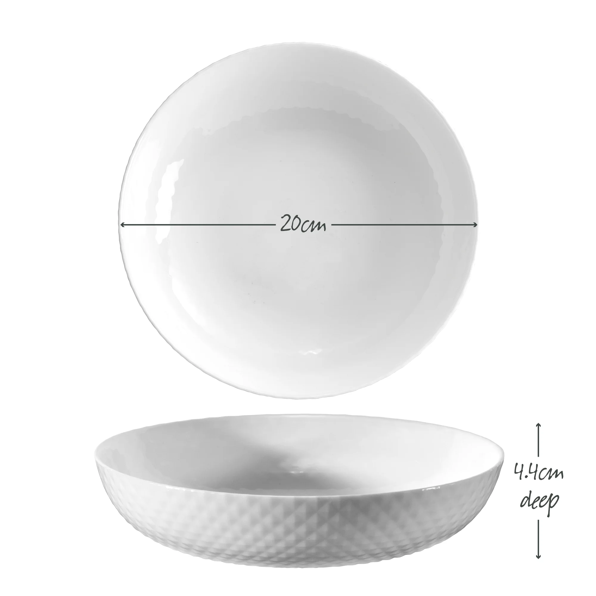 Diamond White Flat Bowl 20cm x 4.4cm - Image 6