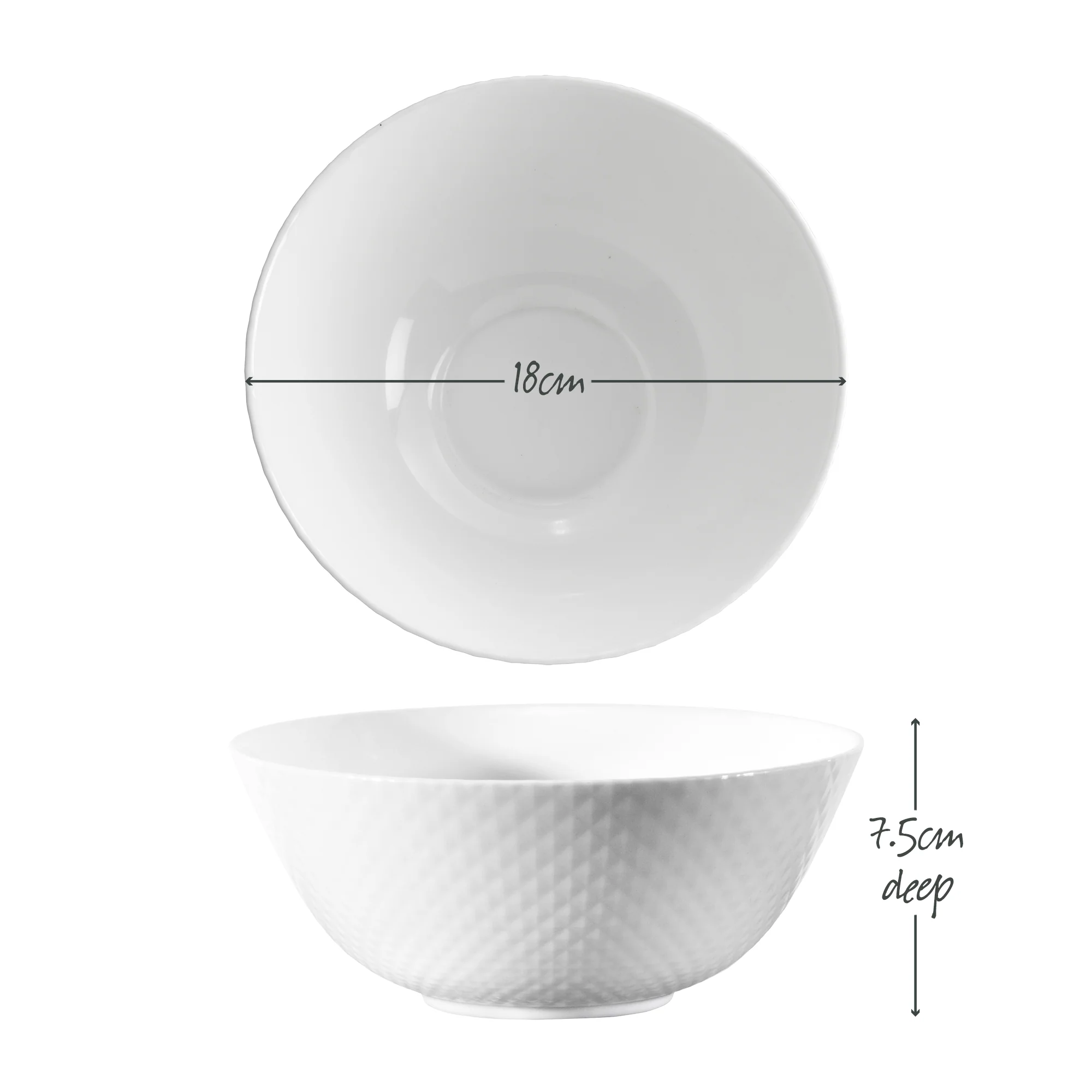 Diamond White Noodle Bowl 18cm x 7.5cm - Image 5