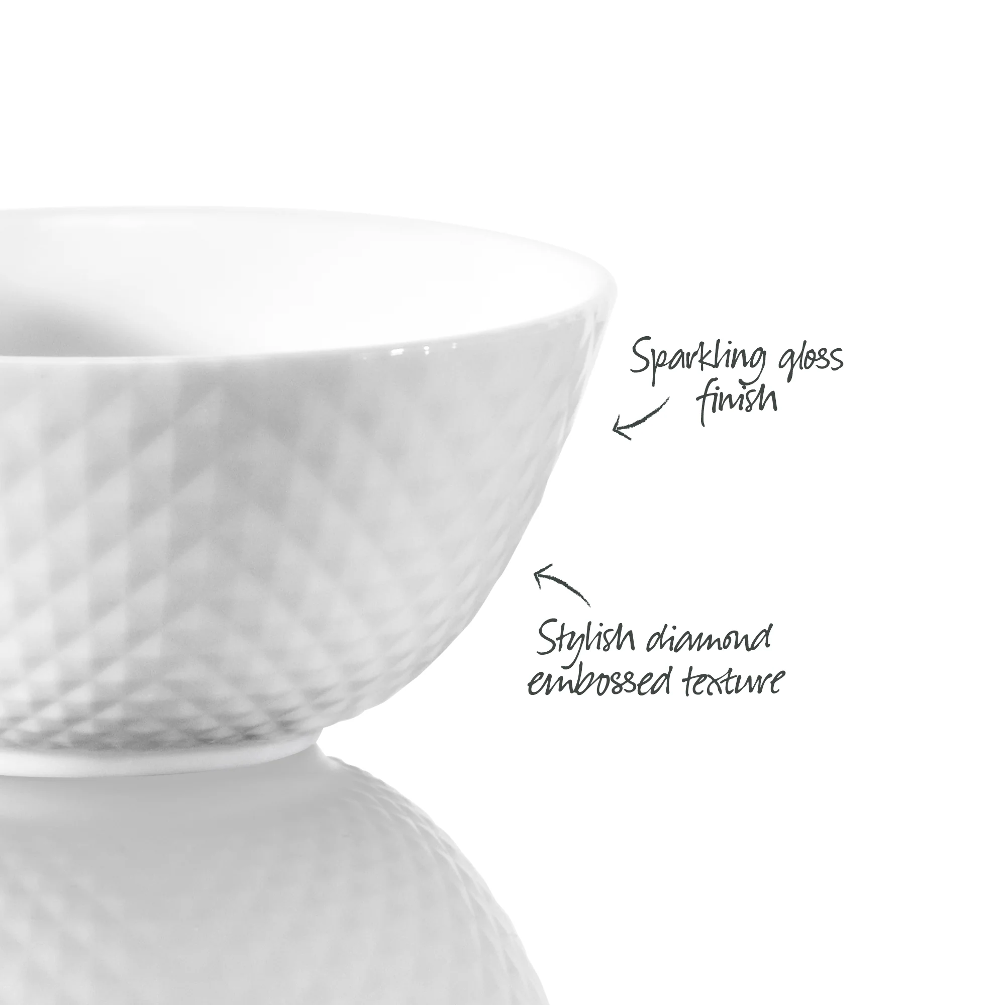 Diamond White Rice Bowl 12cm x 5.5cm - Image 3