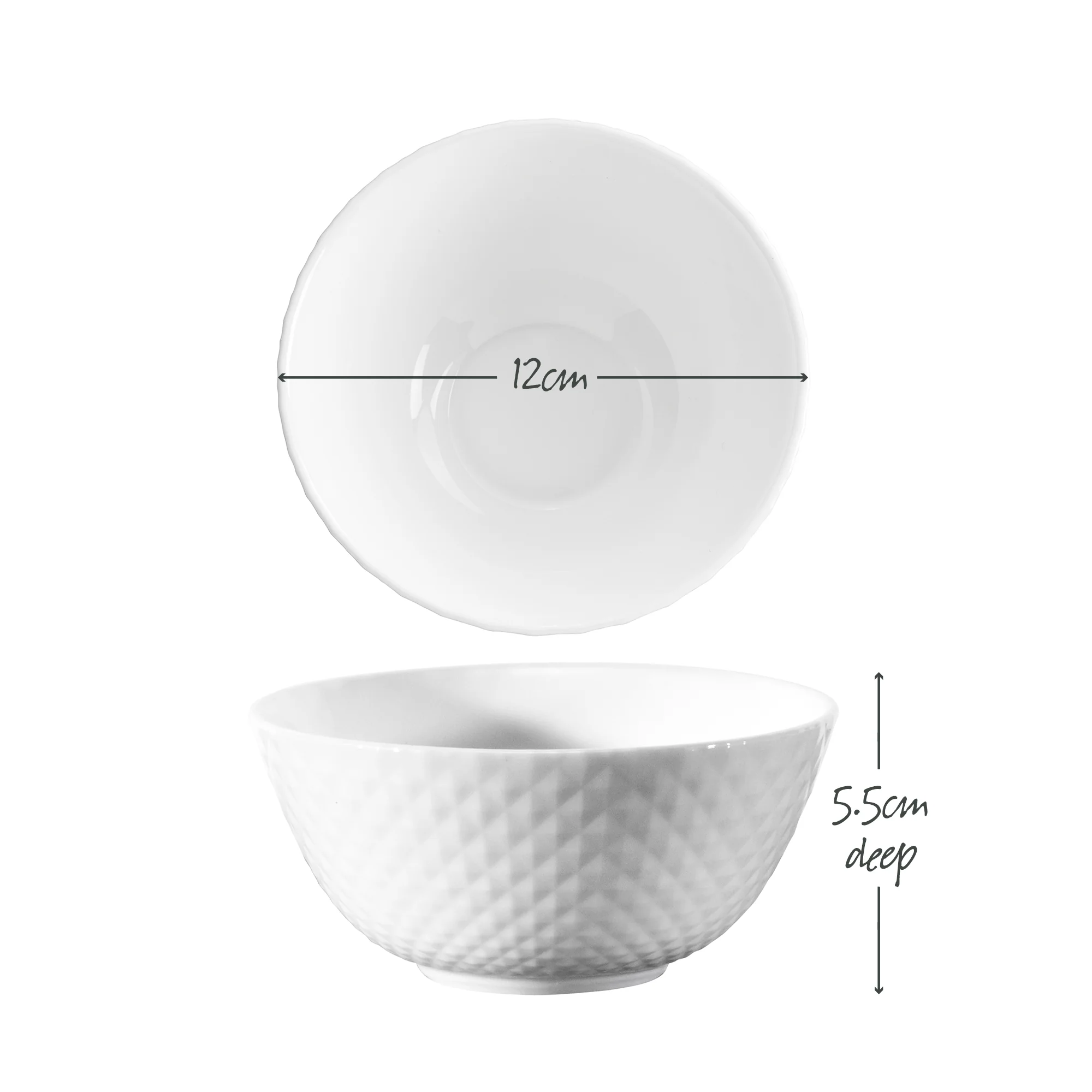 Diamond White Rice Bowl 12cm x 5.5cm - Image 6