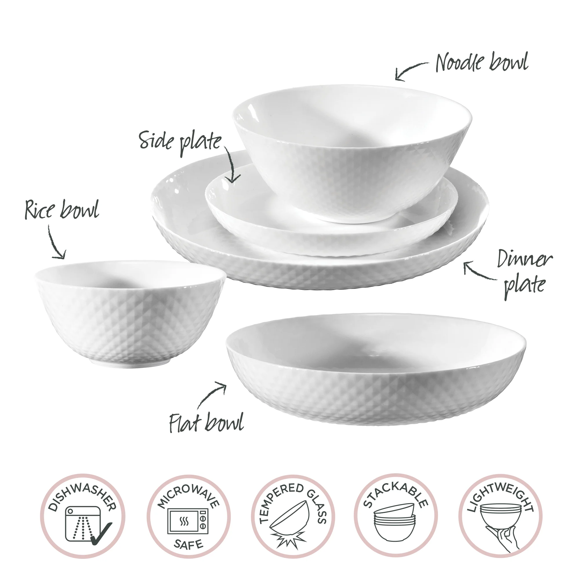 Diamond White Side Plate 19cm x 2.4cm - Image 6
