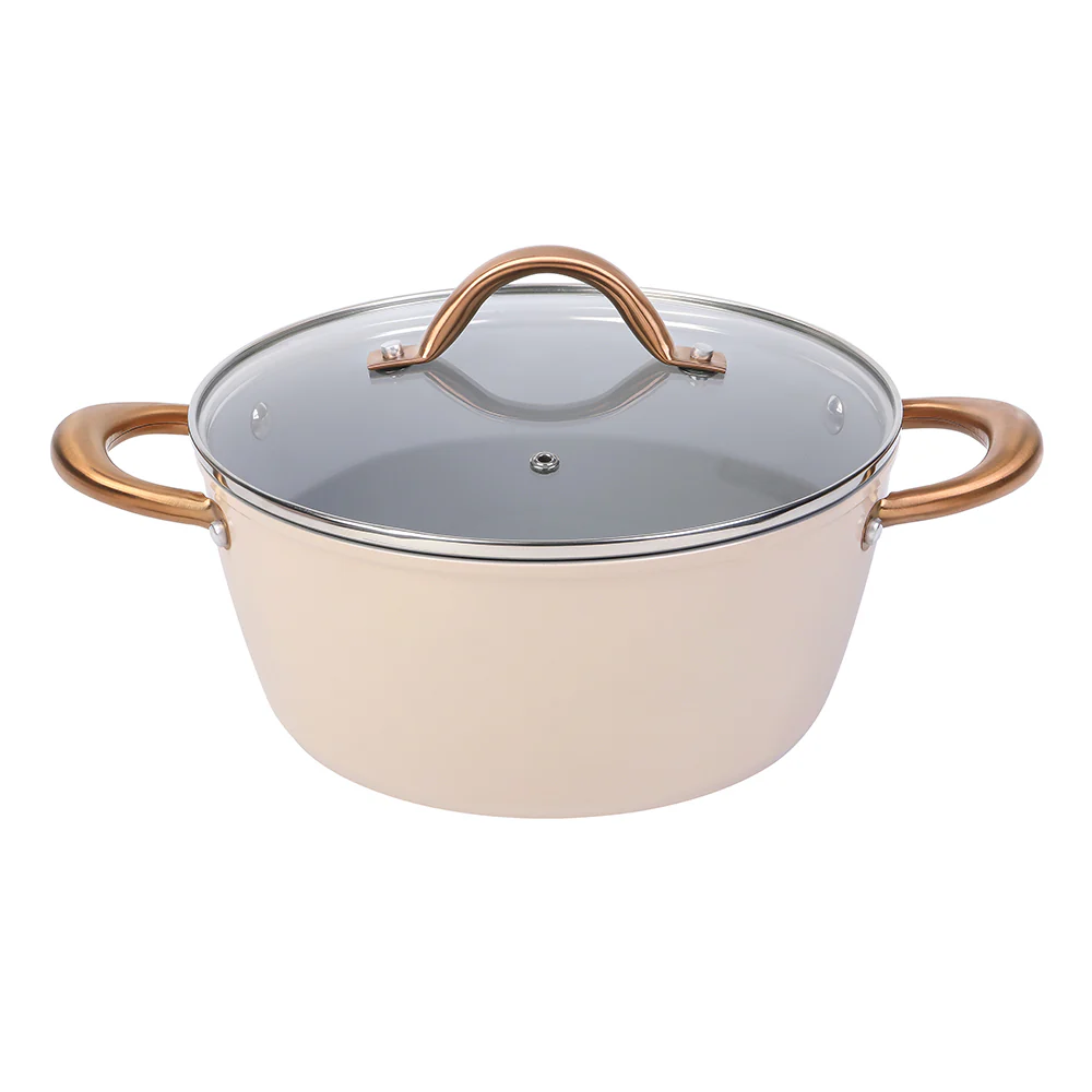 Easycook Almond & Bronze Ceramic Non-stick Cookware Set 3 Piece - Image 4
