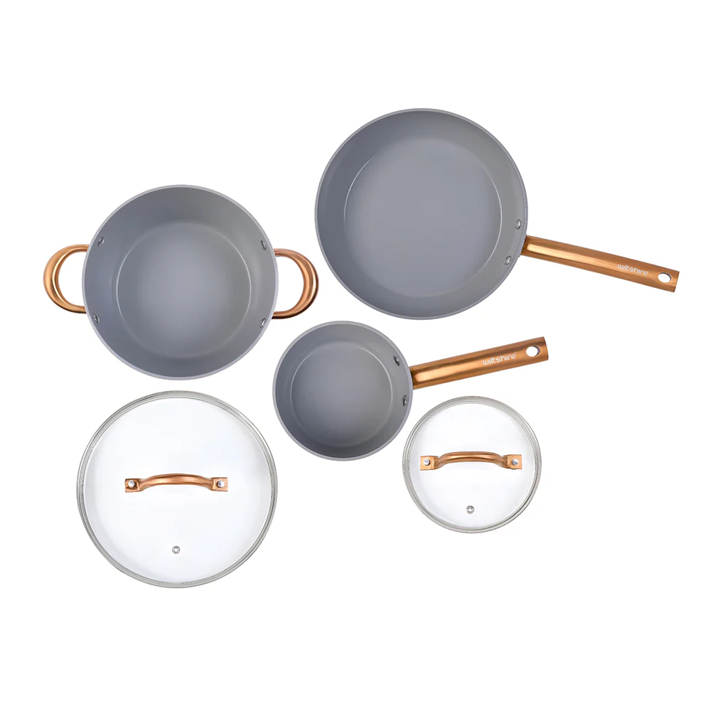 Easycook Almond & Bronze Ceramic Non-stick Cookware Set 3 Piece - Image 8