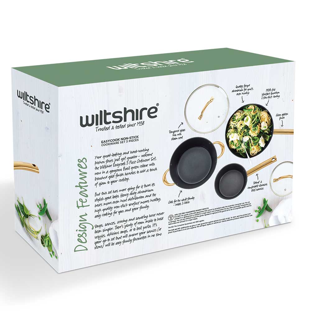 Easycook Basil & Gold Non-Stick Cookware Set 3 Piece - Image 11