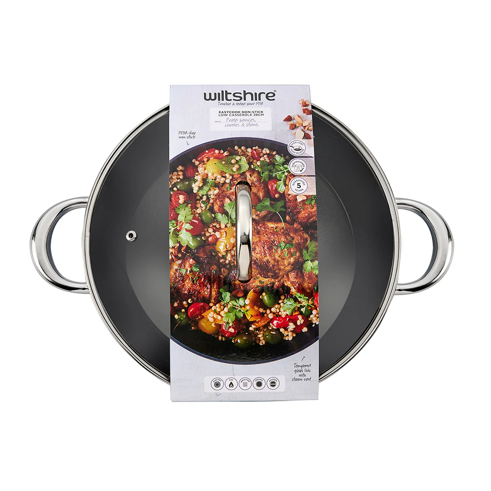 Easycook Blue Non-stick Casserole 28cm With Glass Lid - Image 5