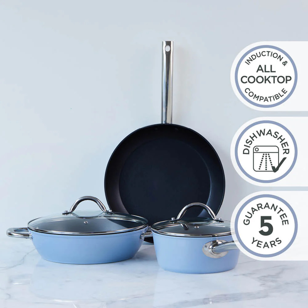Easycook Blue Non-stick Saucepan 16cm With Glass Lid - Image 5