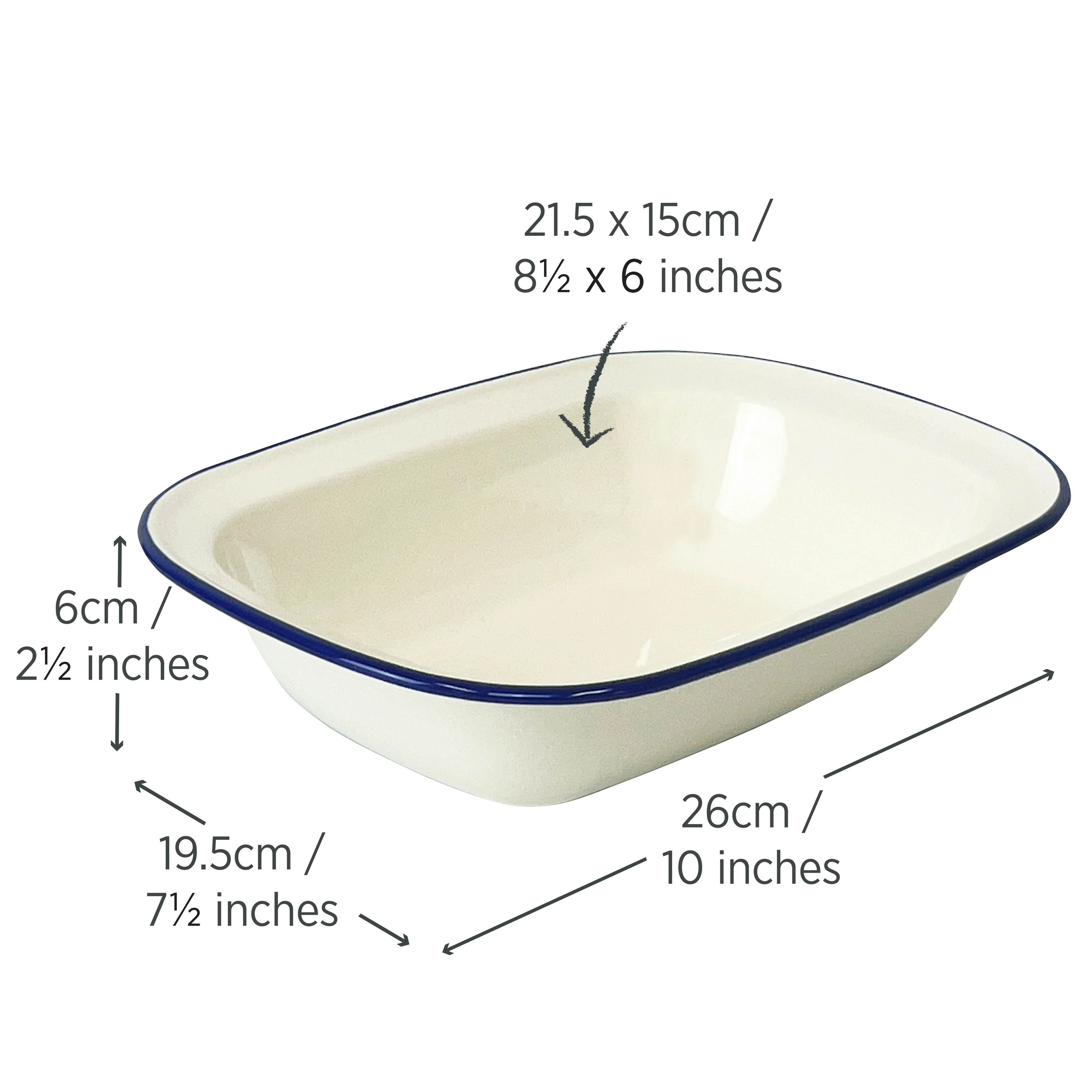 Enamel Oblong Pie Dish 1L - Image 4