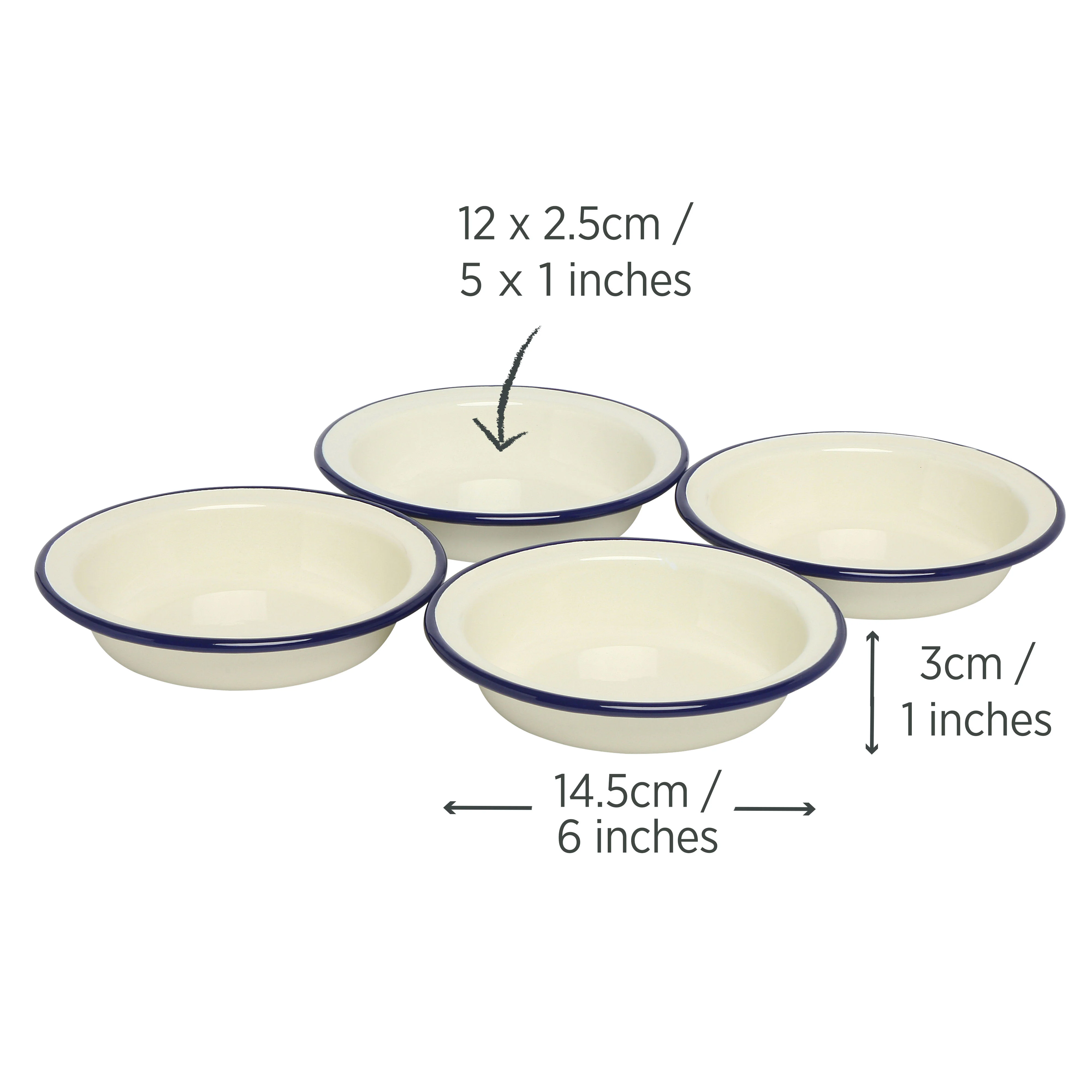 Enamel Pie Dishes 12cm Set of 4 - Image 4