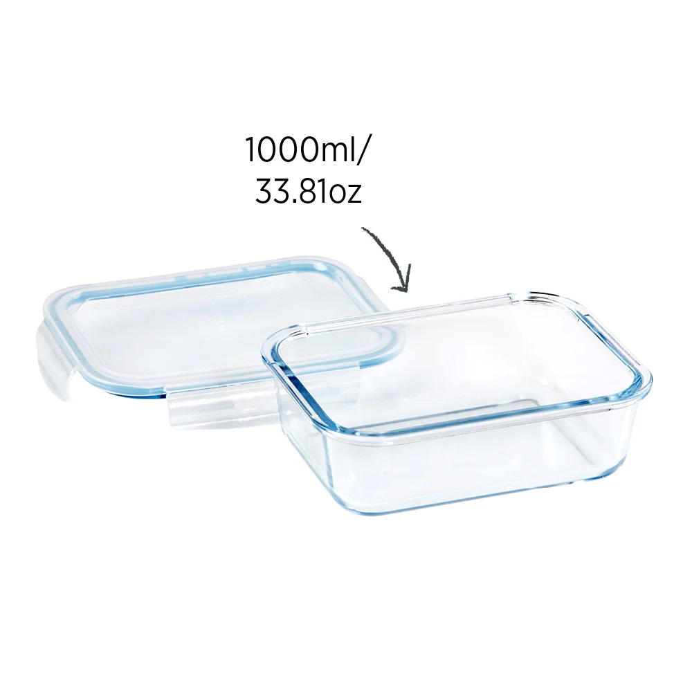 Glass Food Container Rectangle 1000ml - Image 3