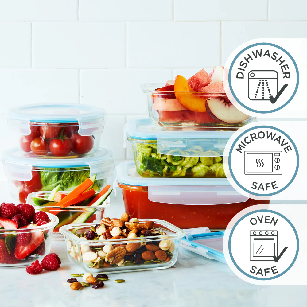 Glass Food Container Rectangle Divided 930ml - Image 5