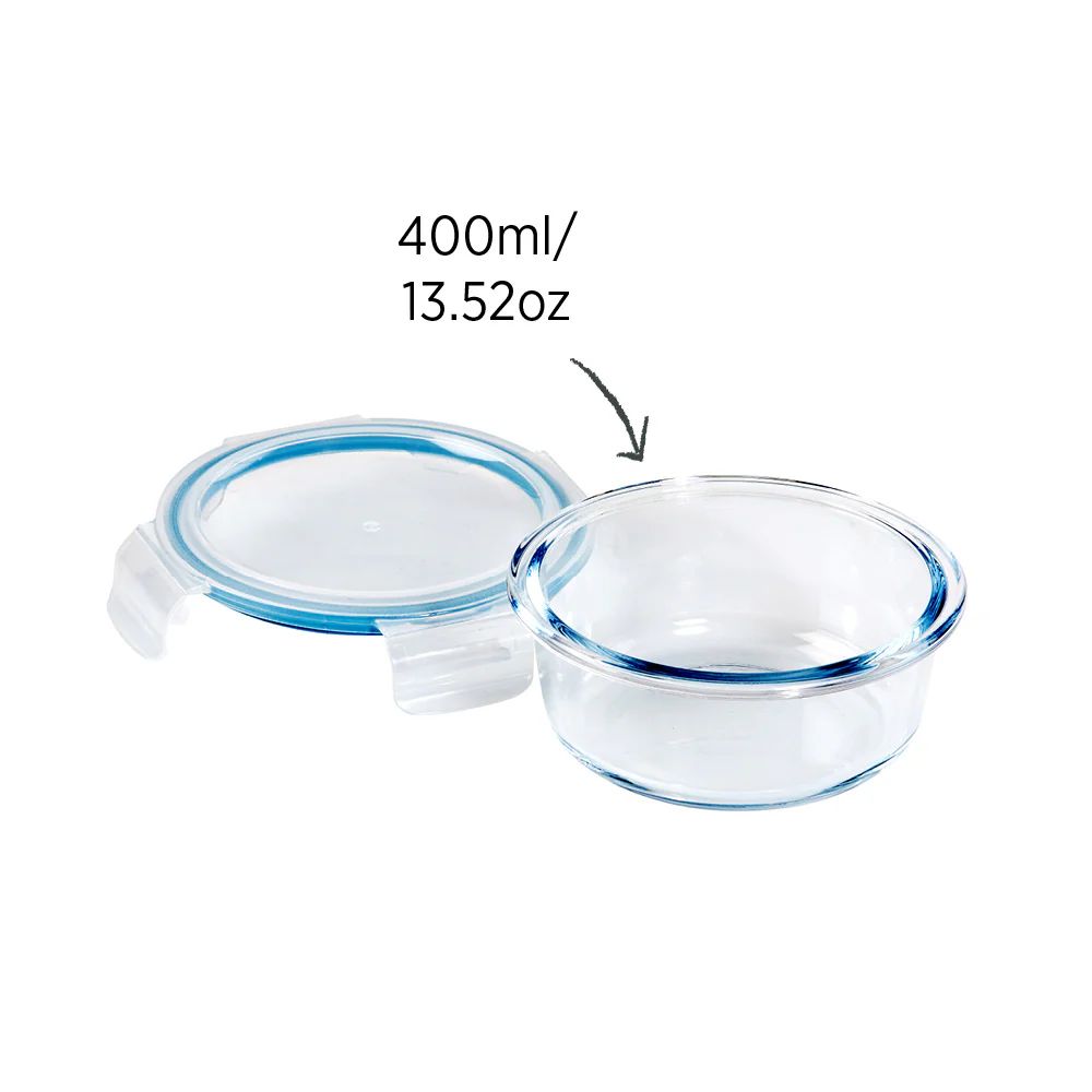Glass Food Container Round 400ml - Image 4