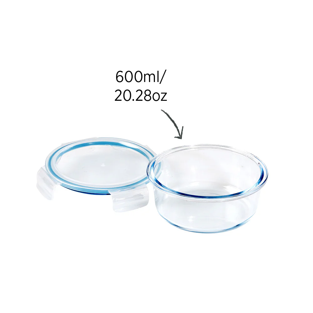 Glass Food Container Round 600ml - Image 4