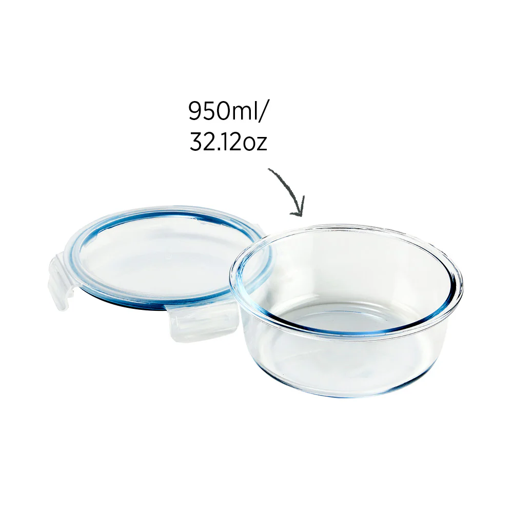 Glass Food Container Round 950ml - Image 4