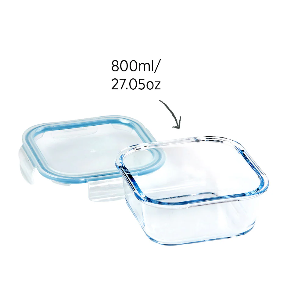 Glass Food Container Square 800ml - Image 4