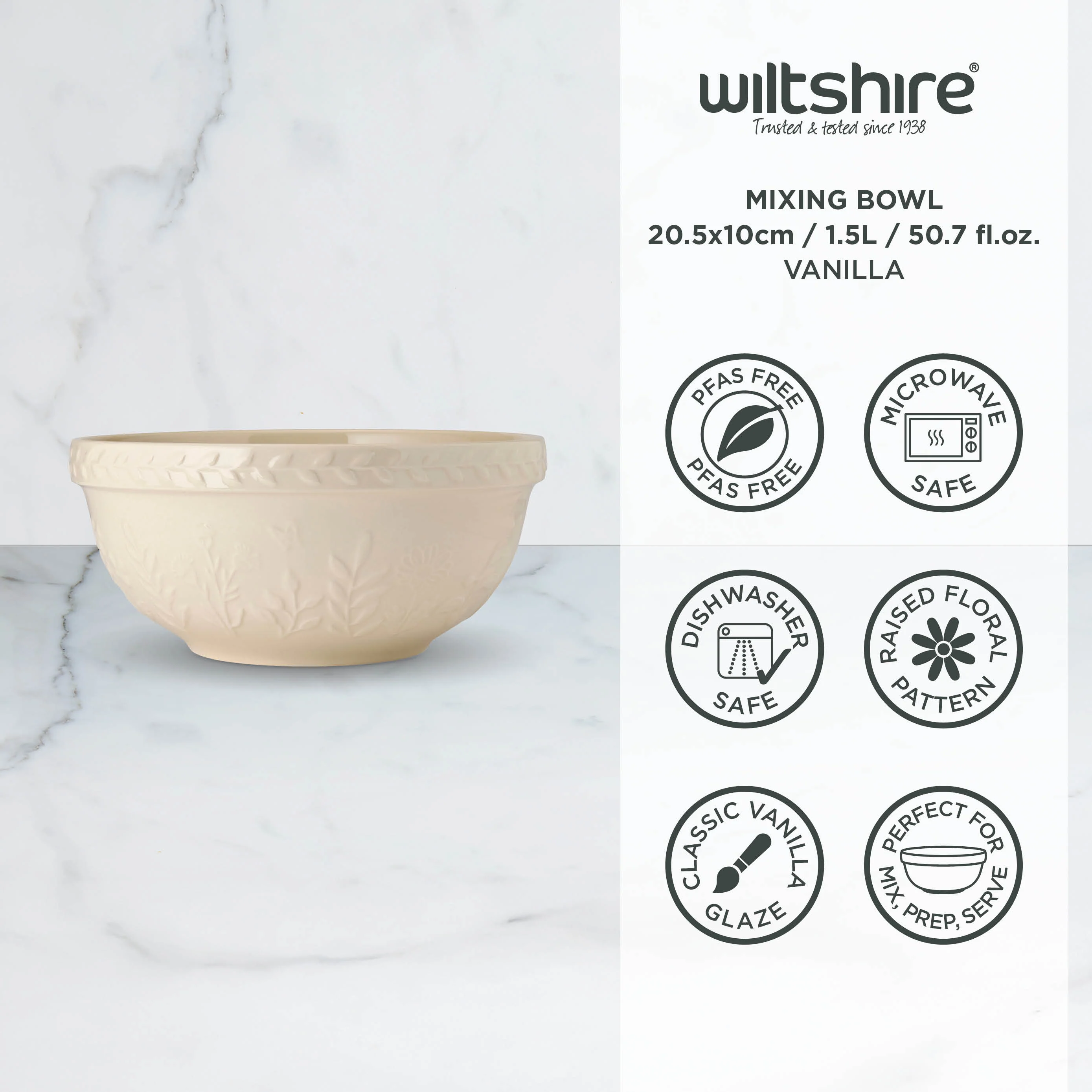 Mixing Bowl 20.5 x 10cm 1.5L Vanilla - Image 4