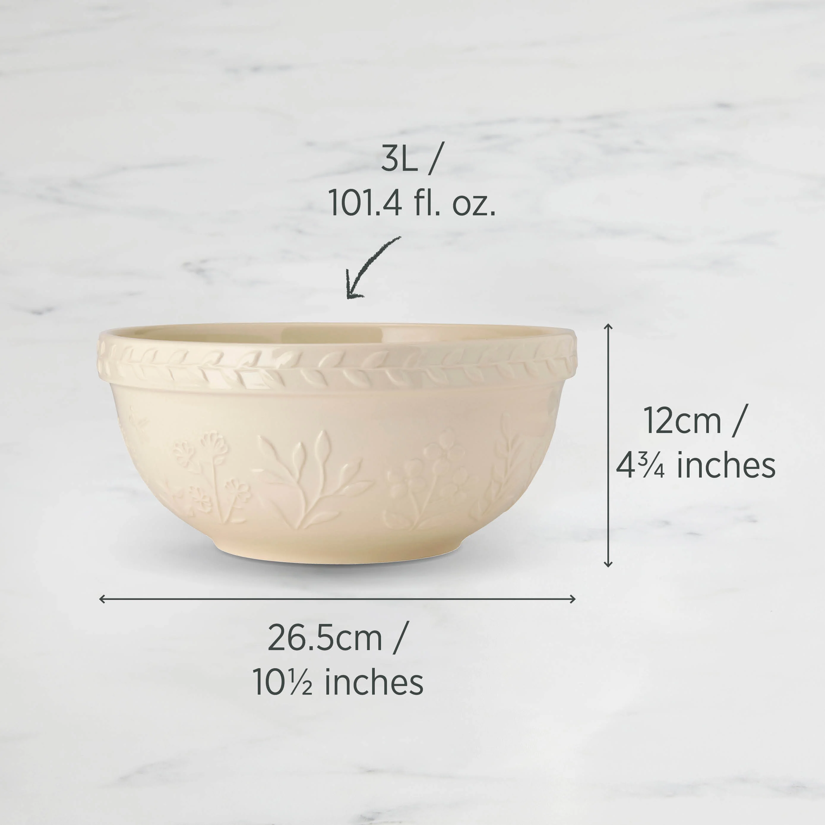 Mixing Bowl 26.5 x 12cm 3L Vanilla - Image 3