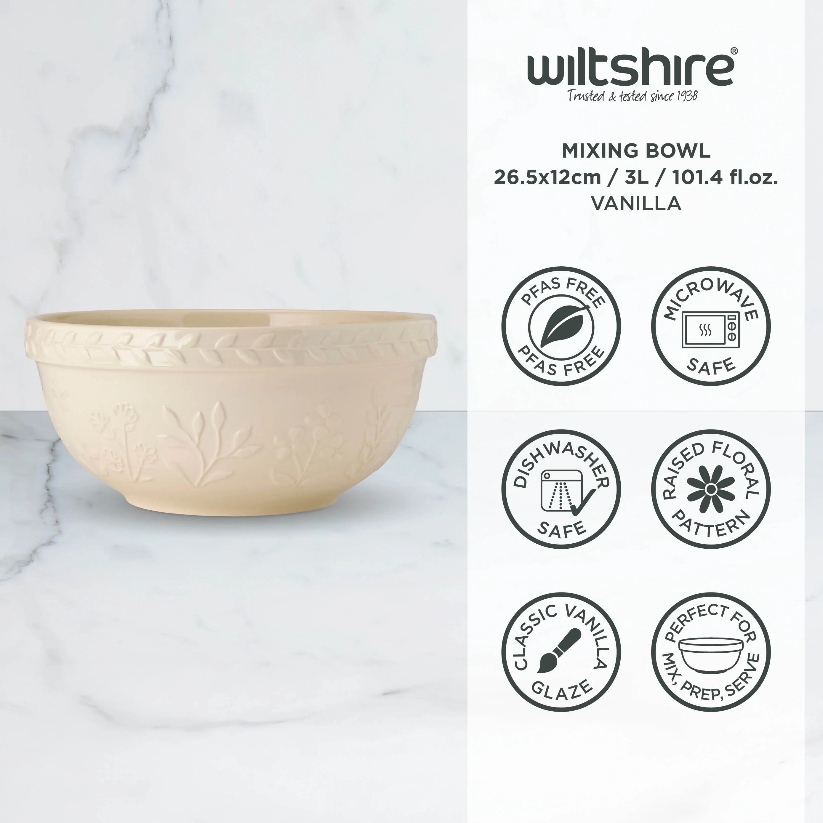 Mixing Bowl 26.5 x 12cm 3L Vanilla - Image 4