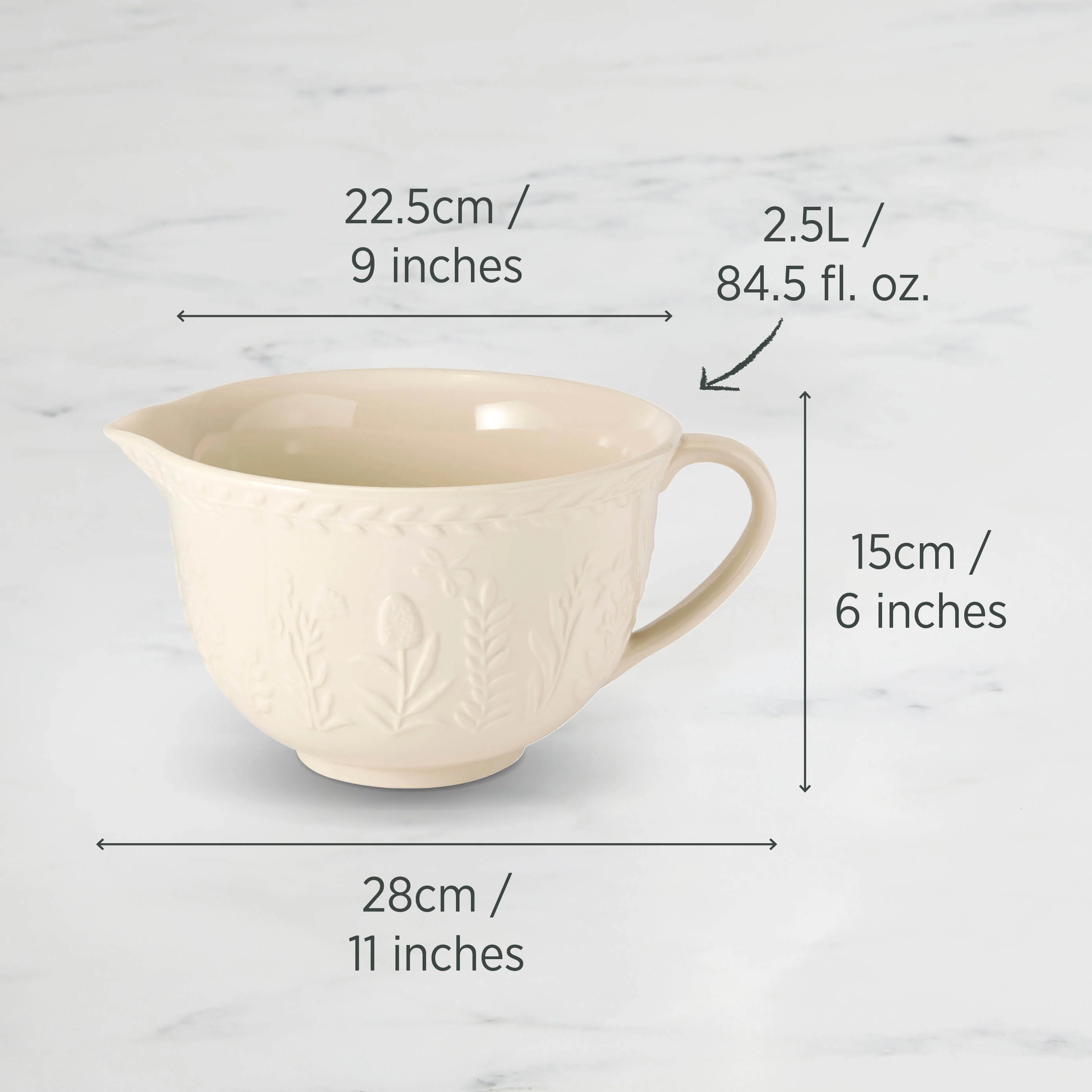 Batter Jug 22.5 x 28 x 15cm 2.5L Vanilla - Image 3