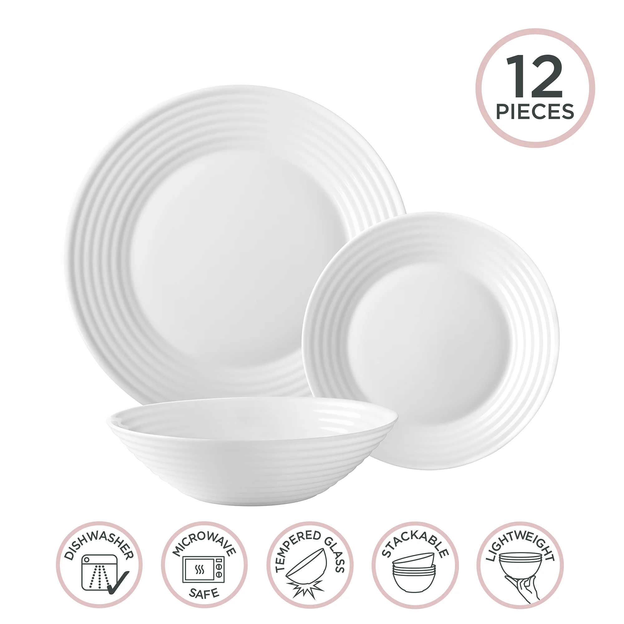 Pearl Ripple 12 Piece Dinner Set - Image 6
