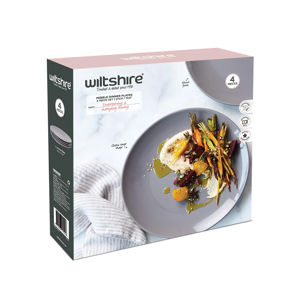 Pebble Dinner Plates 4 Piece Set 27cm / 10.6" - Image 6