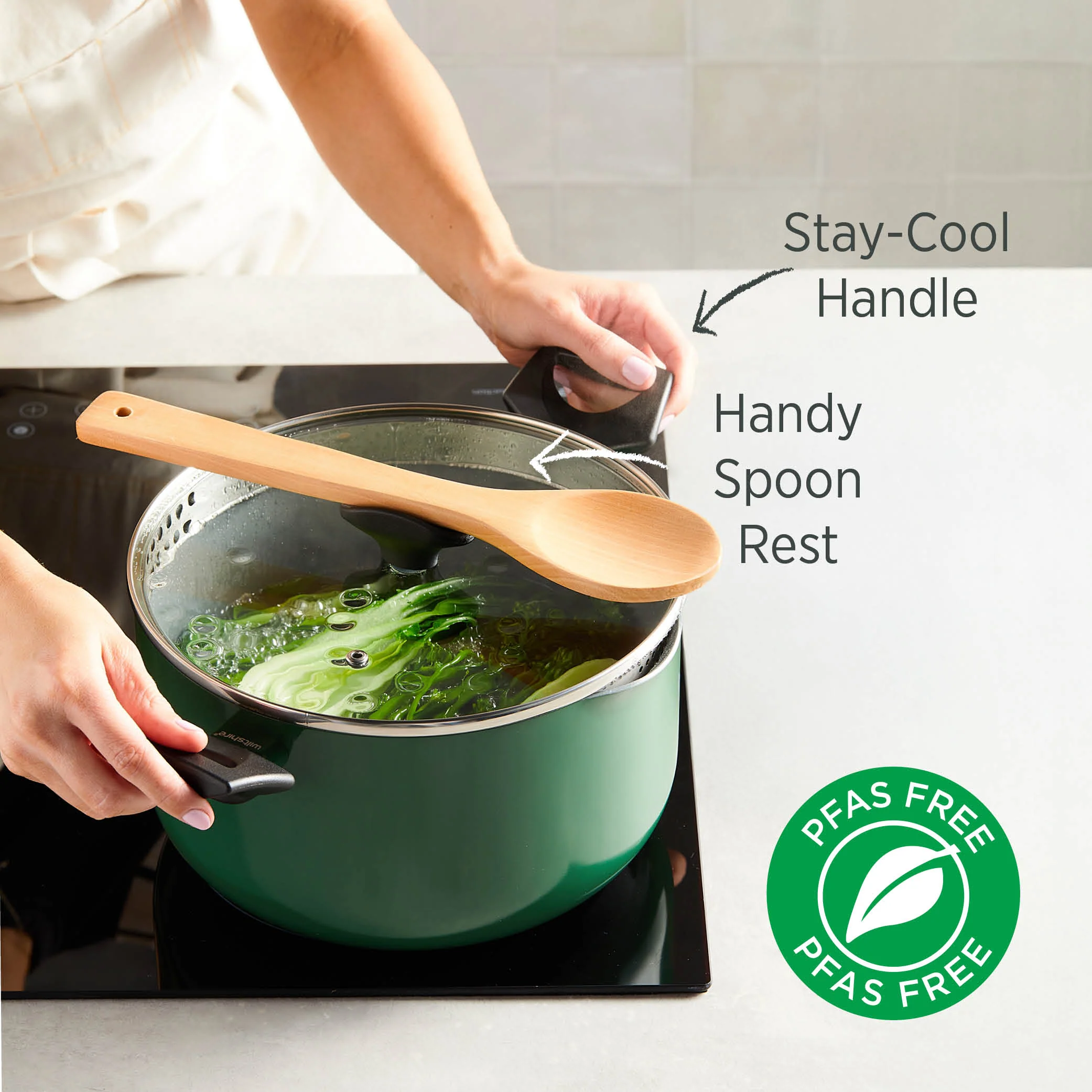 PureCook Ceramic Non-Stick Casserole 24cm with Glass Lid - Image 7