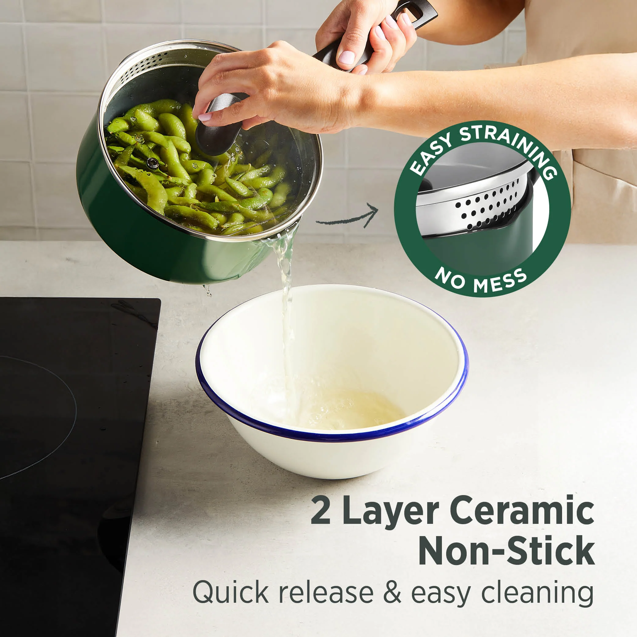 PureCook Ceramic Non-Stick Saucepan 16cm with Glass Lid - Image 5