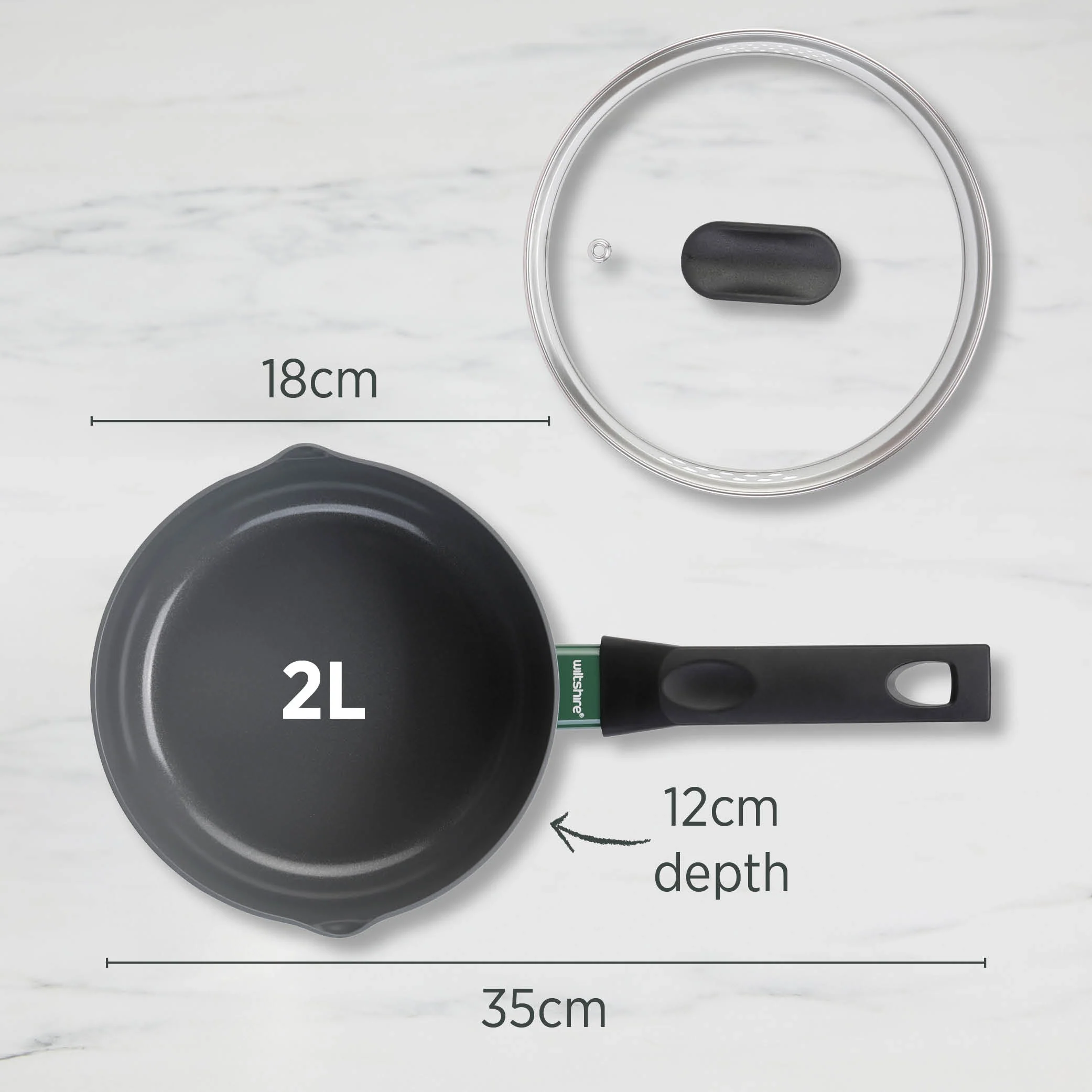 PureCook Ceramic Non-Stick Saucepan 18cm with Glass Lid - Image 4