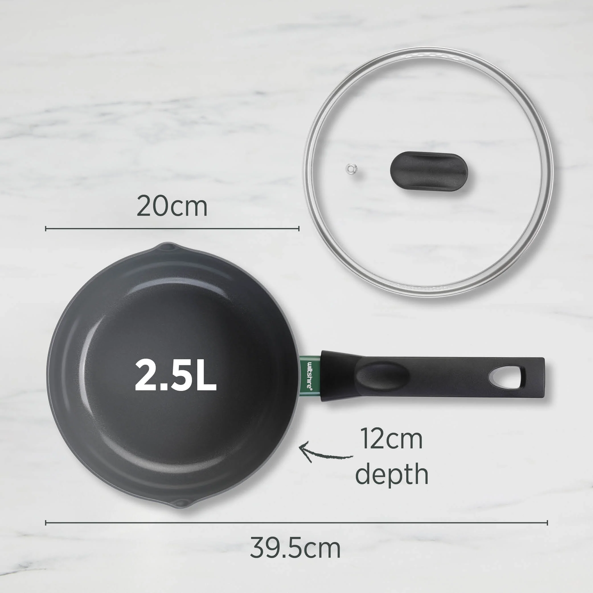PureCook Ceramic Non-Stick Saucepan 20cm with Glass Lid - Image 4