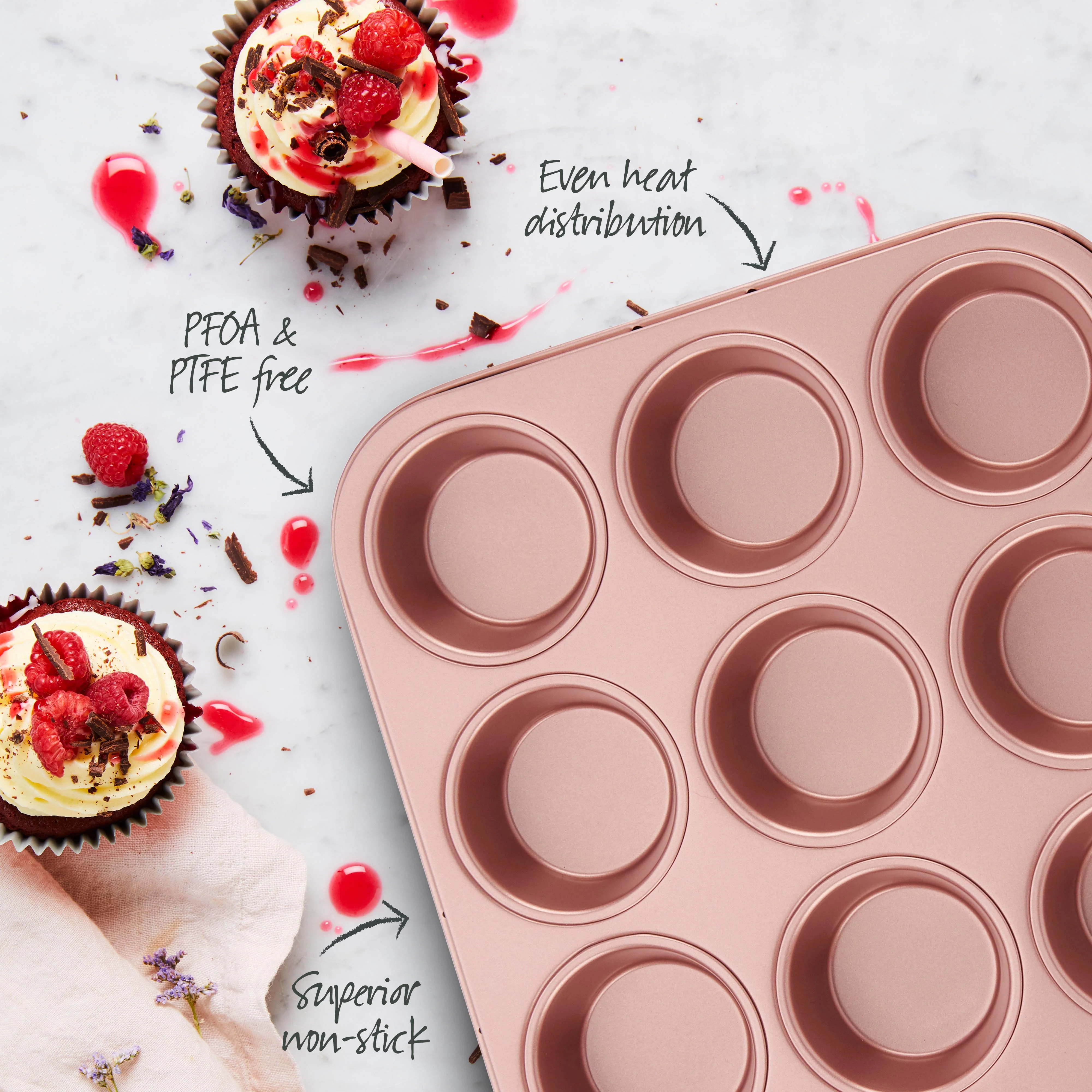 Rose Gold Muffin Pan 12 Cup - Image 4