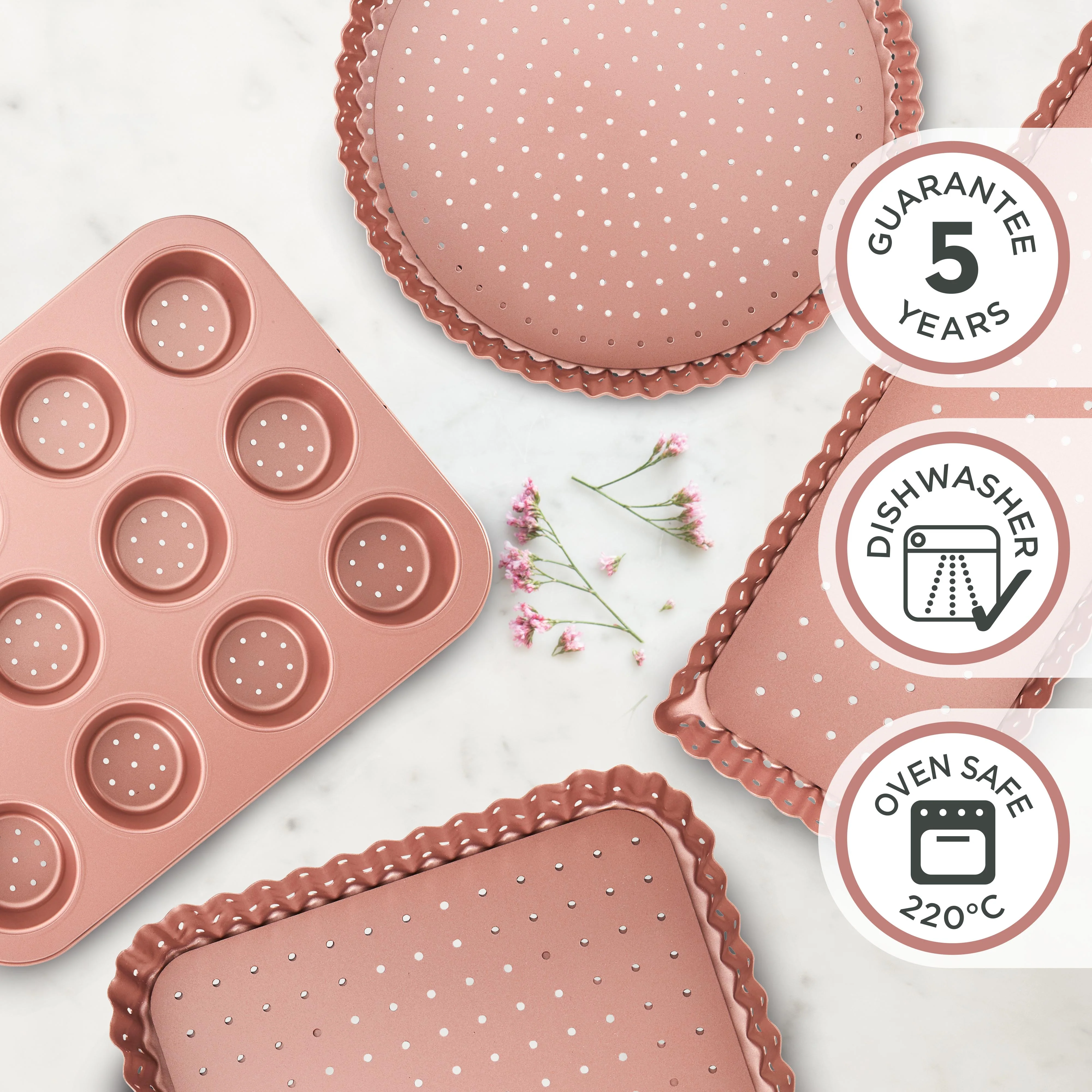 Rose Gold Perforated Mini Quiche & Tart Pan 12 Cup - Image 3