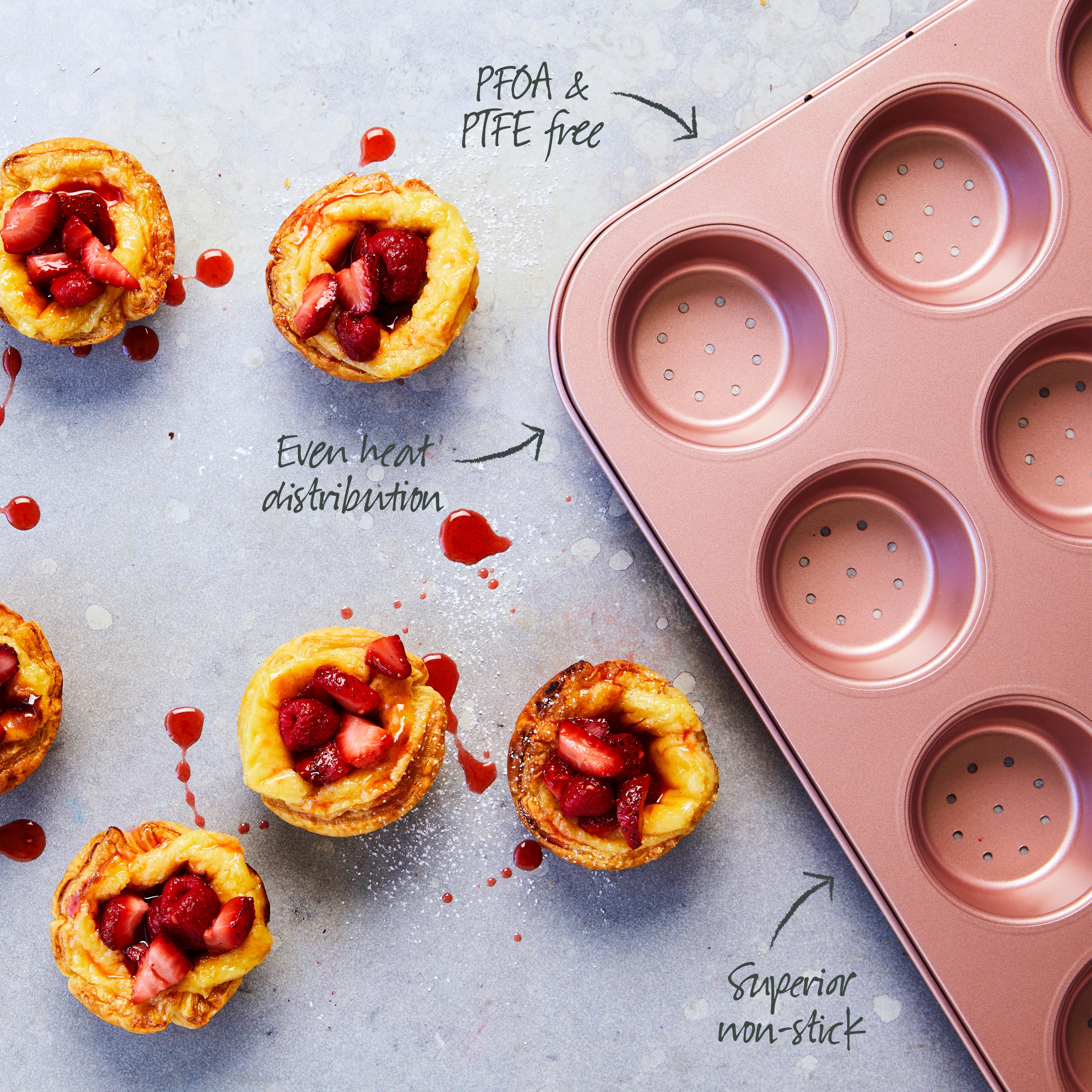 Rose Gold Perforated Mini Quiche & Tart Pan 12 Cup - Image 4