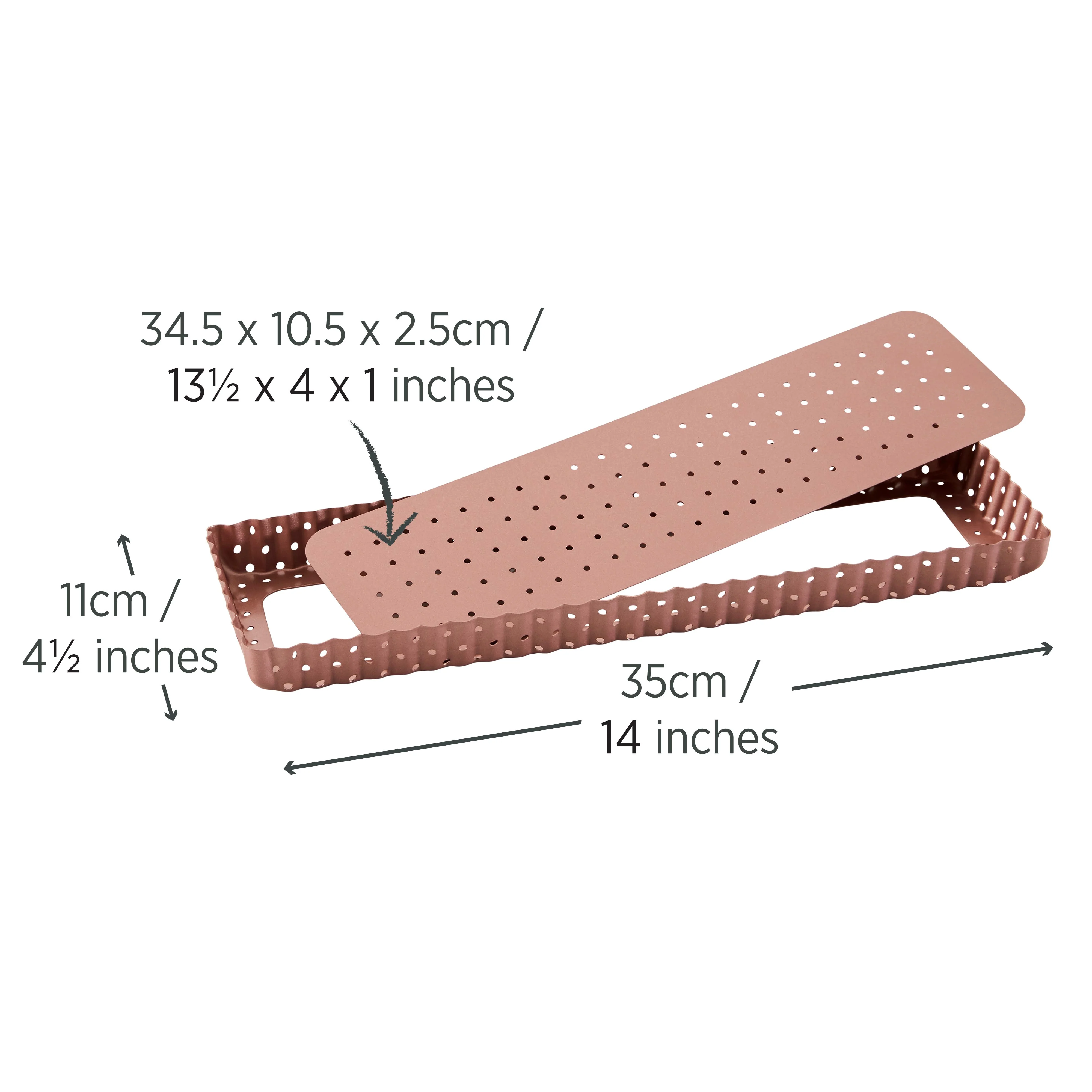 Rose Gold Perforated Rectangle Quiche & Tart Pan - Image 5
