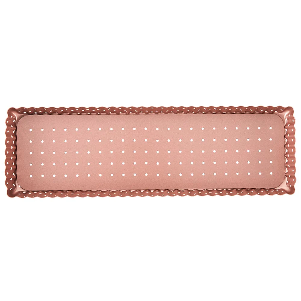 Rose Gold Perforated Rectangle Quiche & Tart Pan - Image 6