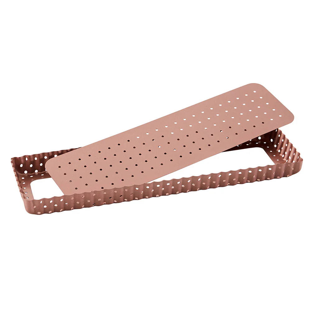 Rose Gold Perforated Rectangle Quiche & Tart Pan - Image 7