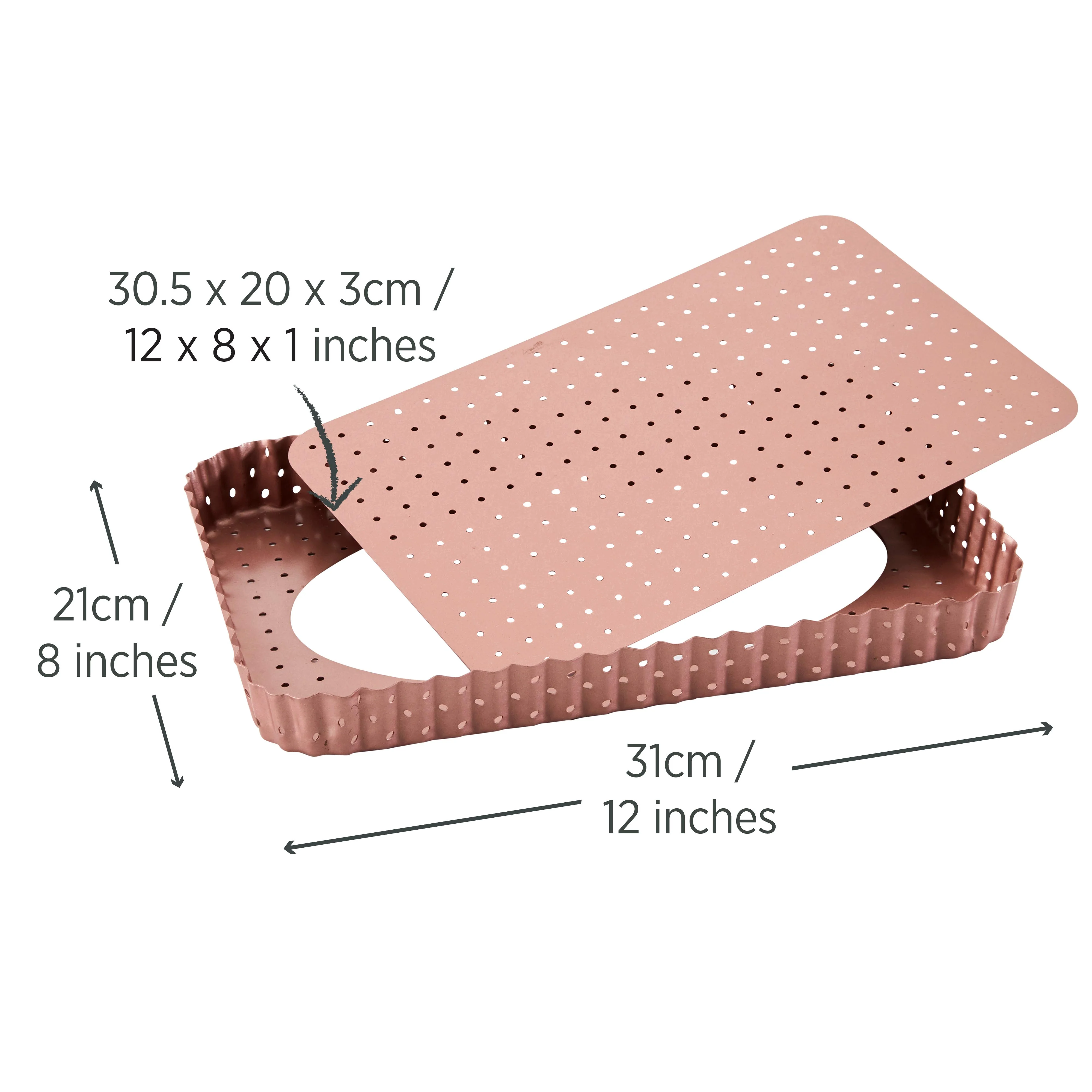 Rose Gold Perforated Rectangle Quiche & Tart Pan Large - Image 5