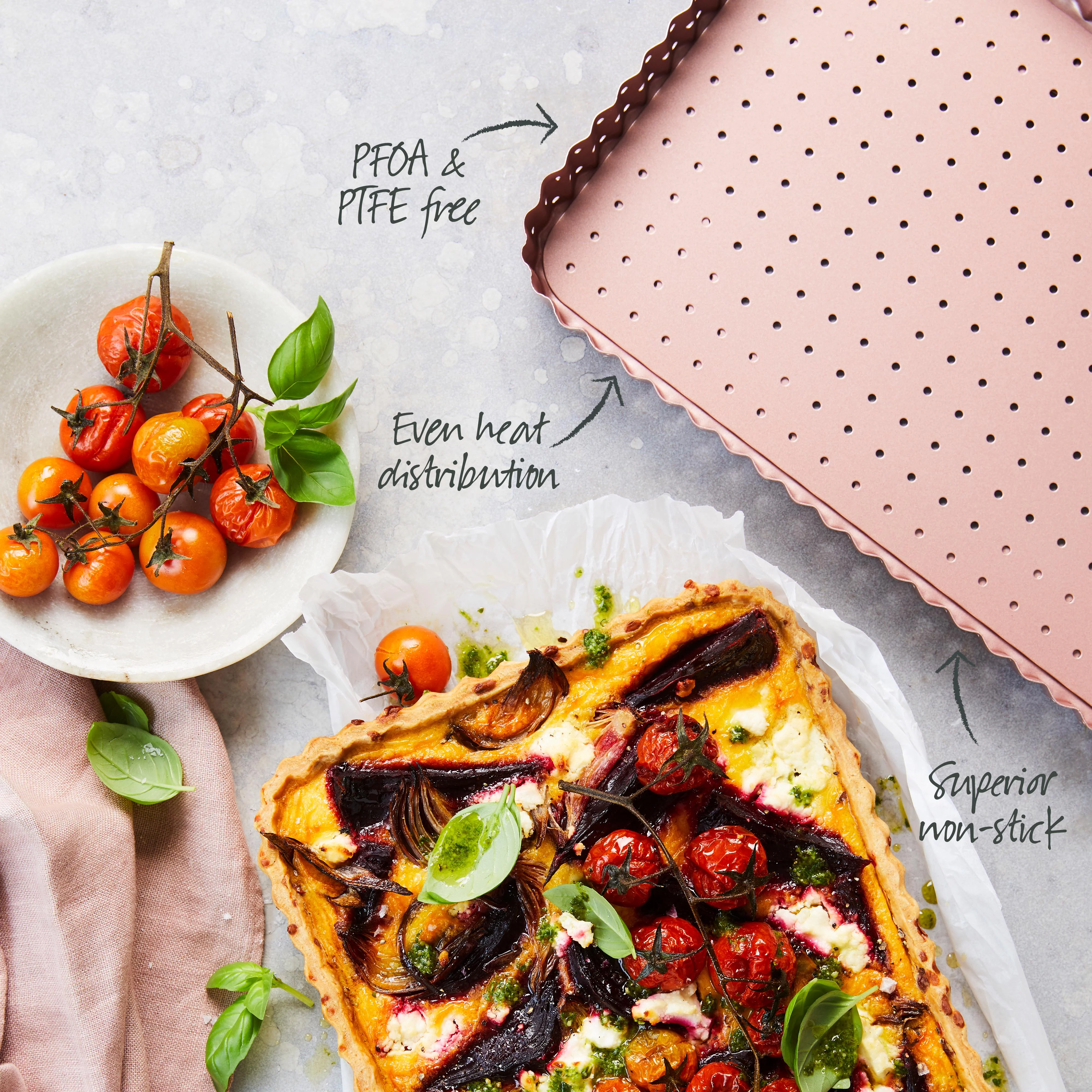 Rose Gold Perforated Rectangle Quiche & Tart Pan Large - Image 6