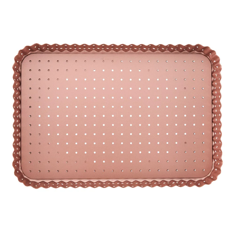 Rose Gold Perforated Rectangle Quiche & Tart Pan Large - Image 7