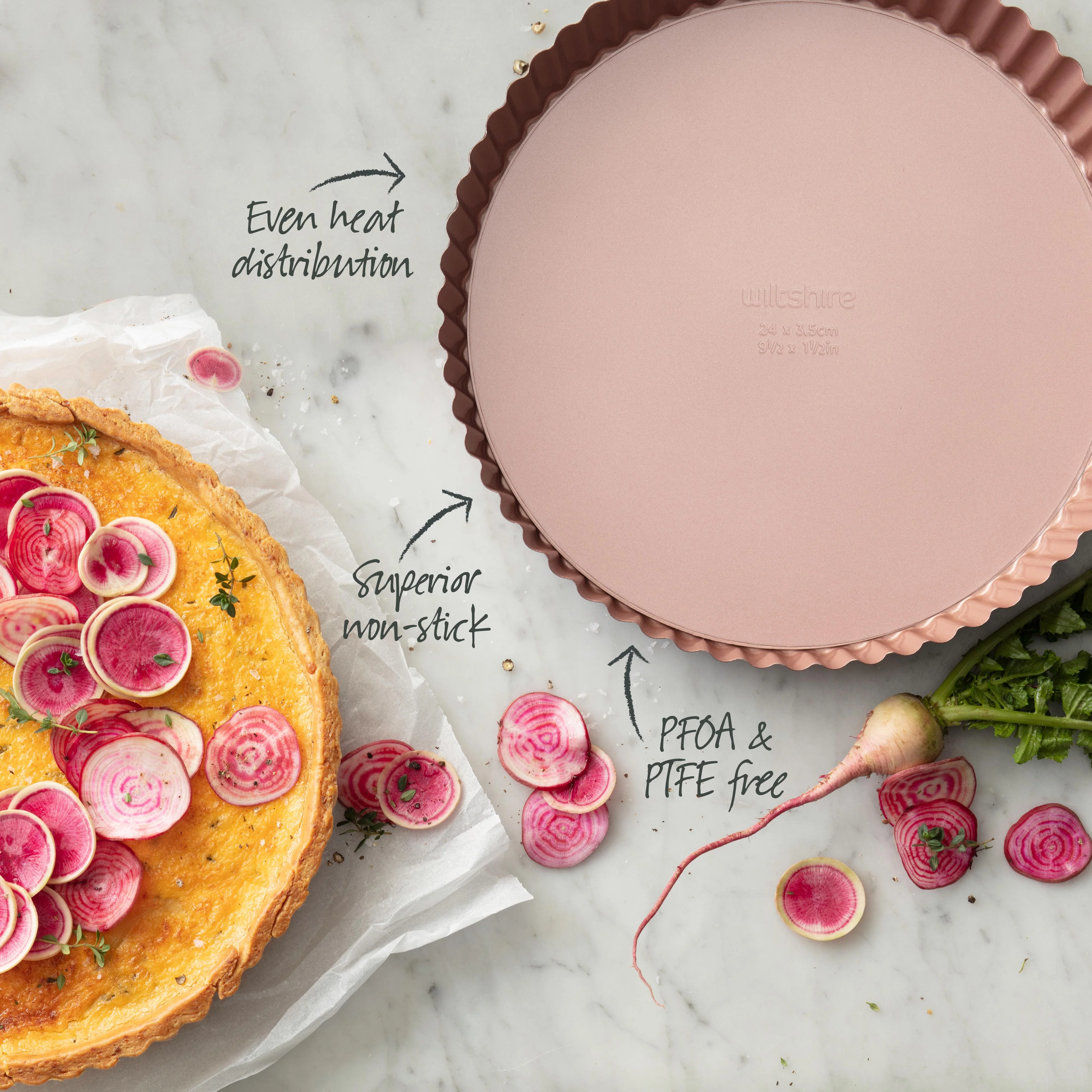 Rose Gold Quiche & Tart Pan 24cm - Image 4