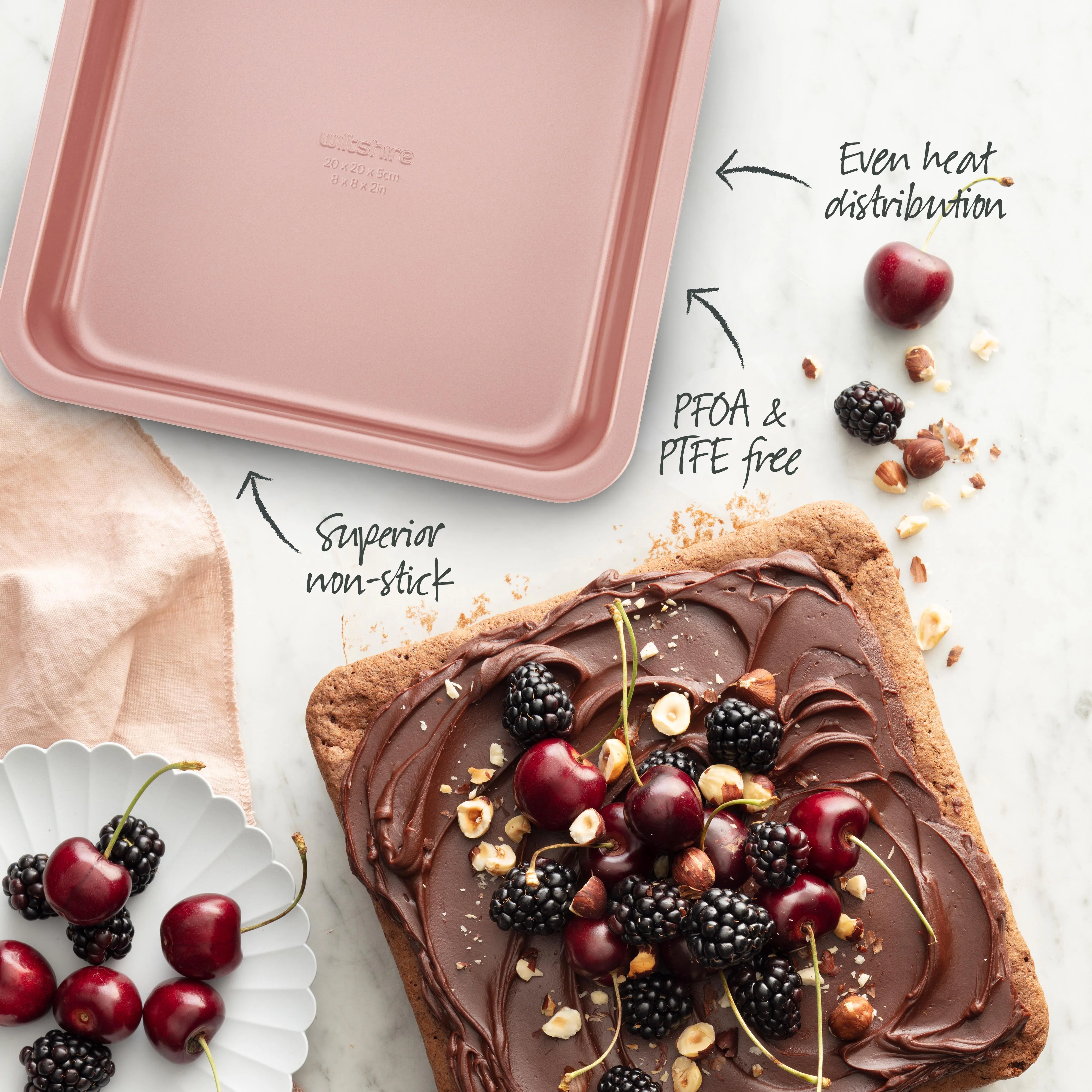 Rose Gold Square Cake Pan 20cm - Image 3