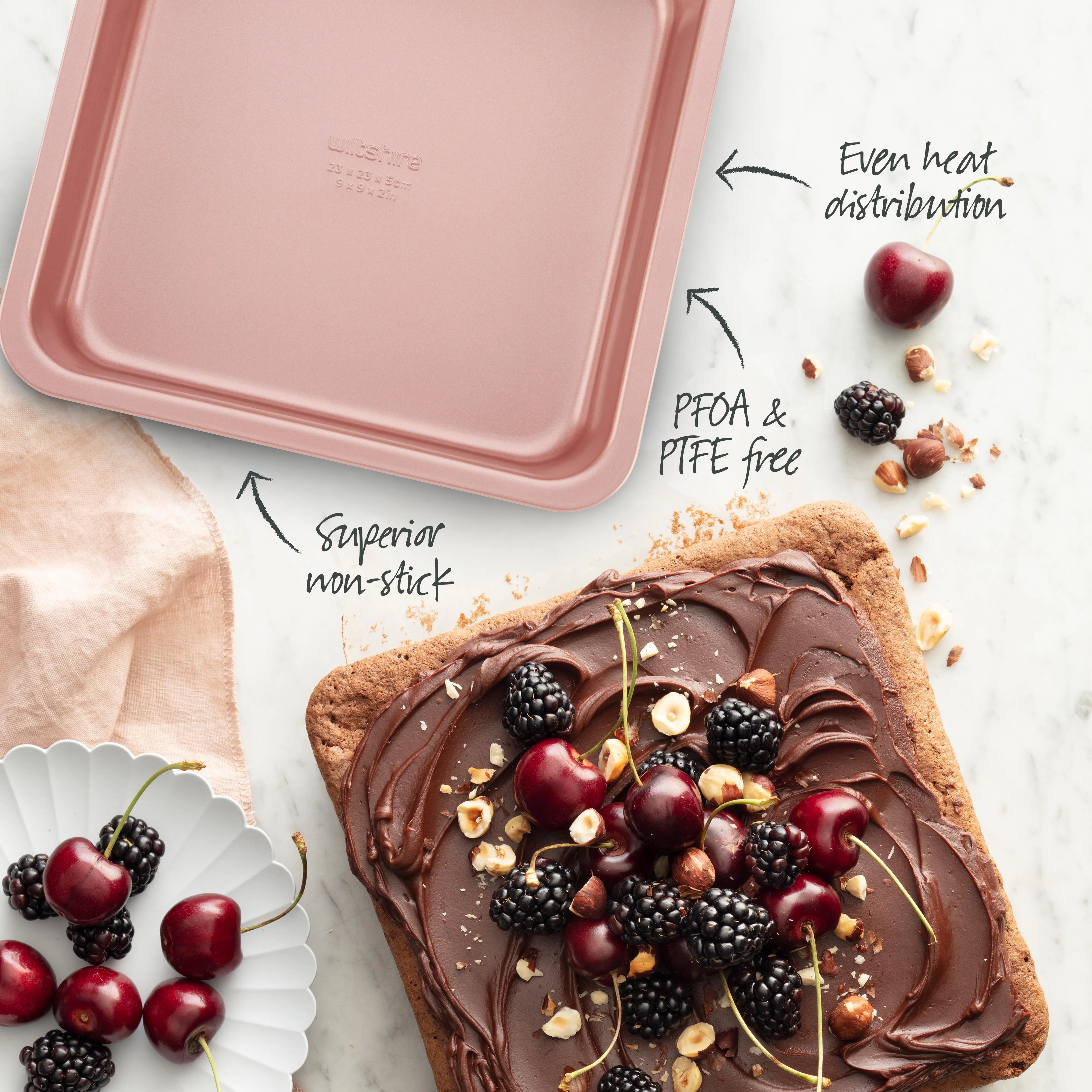 Rose Gold Square Cake Pan 23cm - Image 4