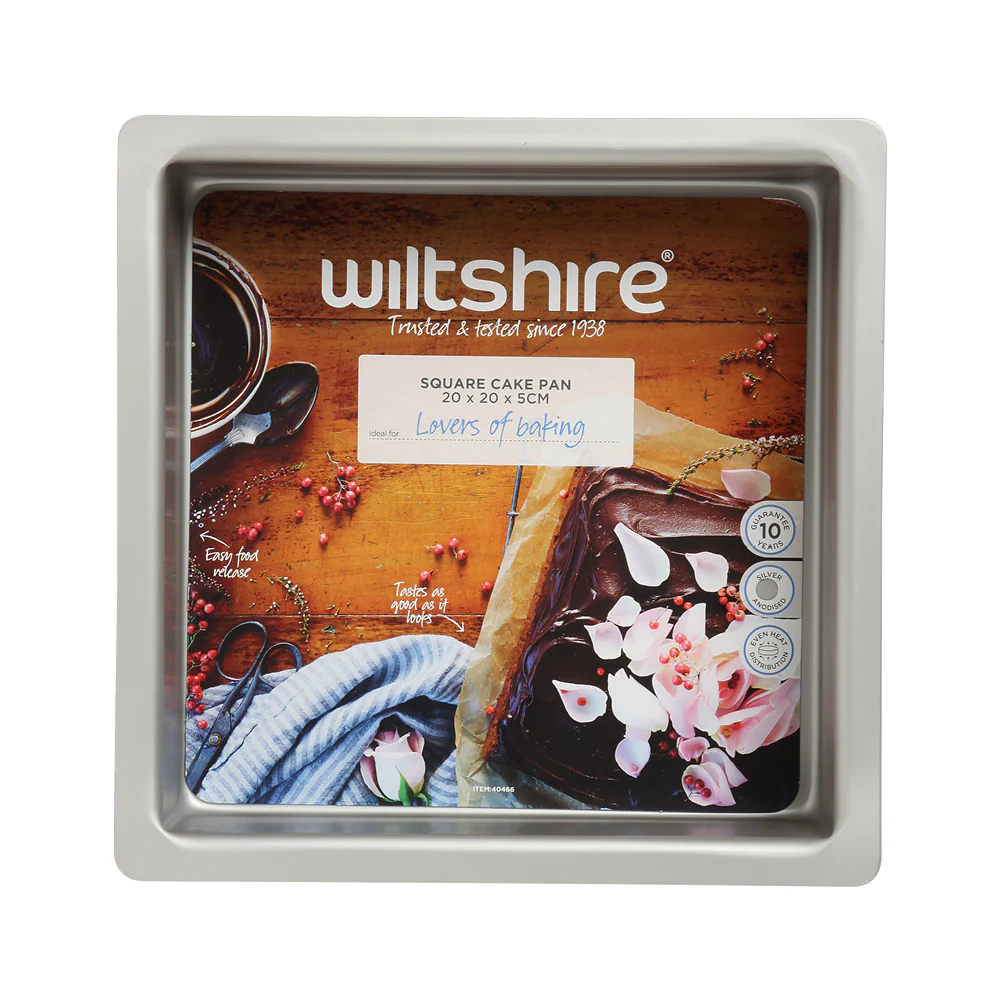 Silver Anodised Square Cake Pan 20cm - Image 2
